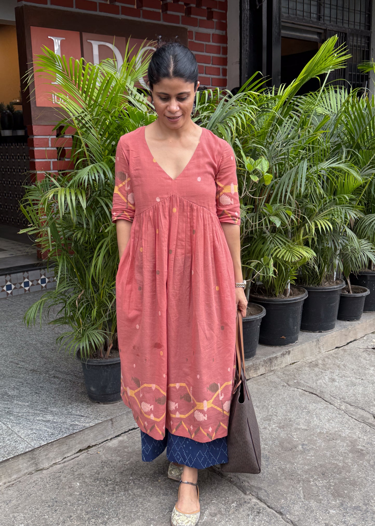 Handwoven Jamdani  Muslin Kalidar Kurta