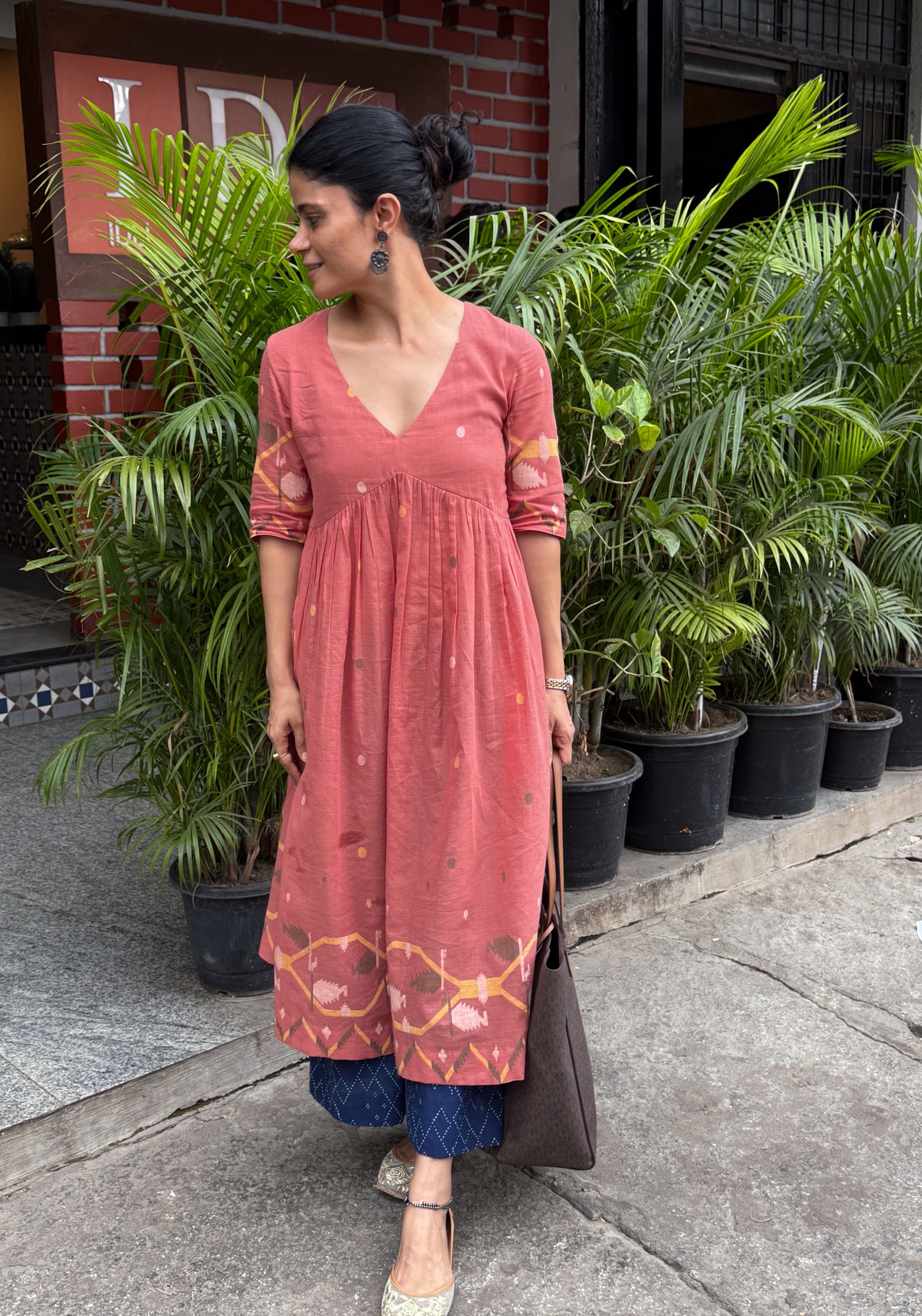 Handwoven Jamdani  Muslin Kalidar Kurta