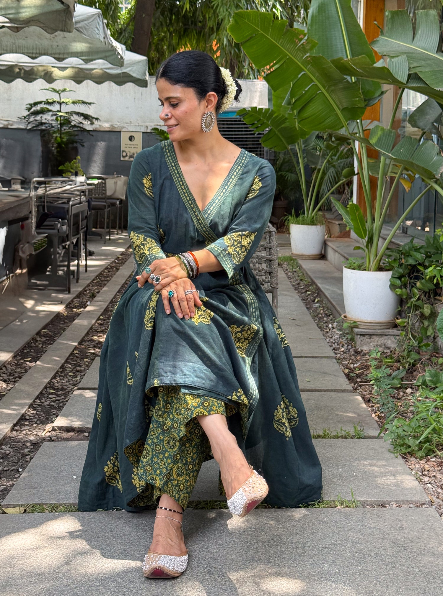 Handloom Cotton With Handblock Printed Natural Dyed Ajrakh Kurta