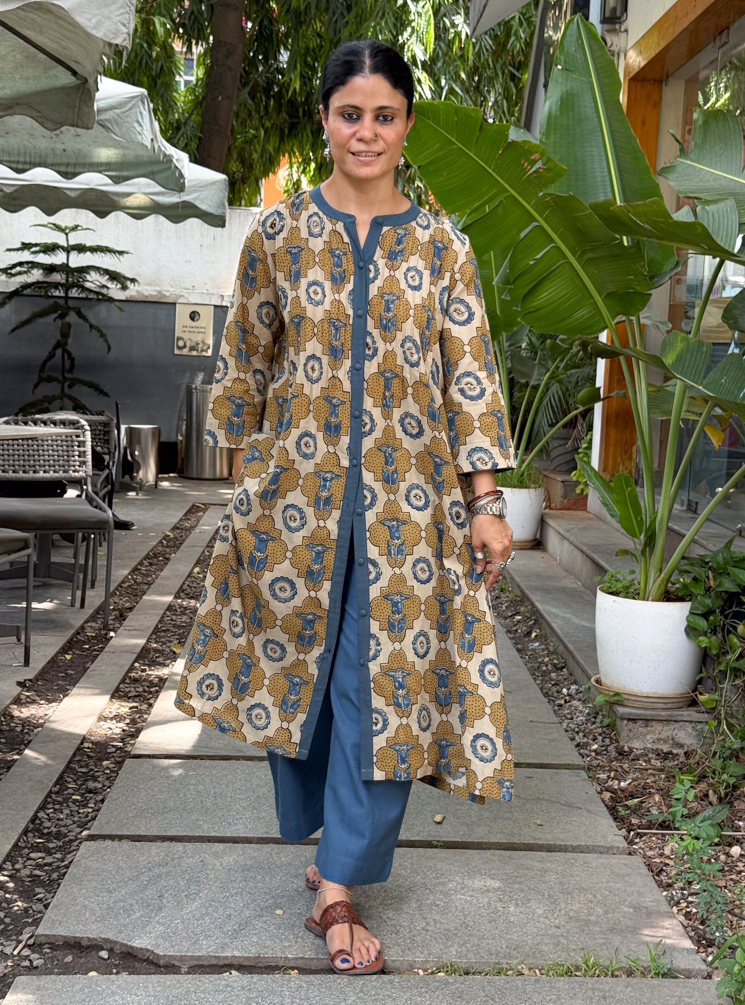 Handloom Cotton With Handblock Printed Natural Dyed Ajrakh Kurta