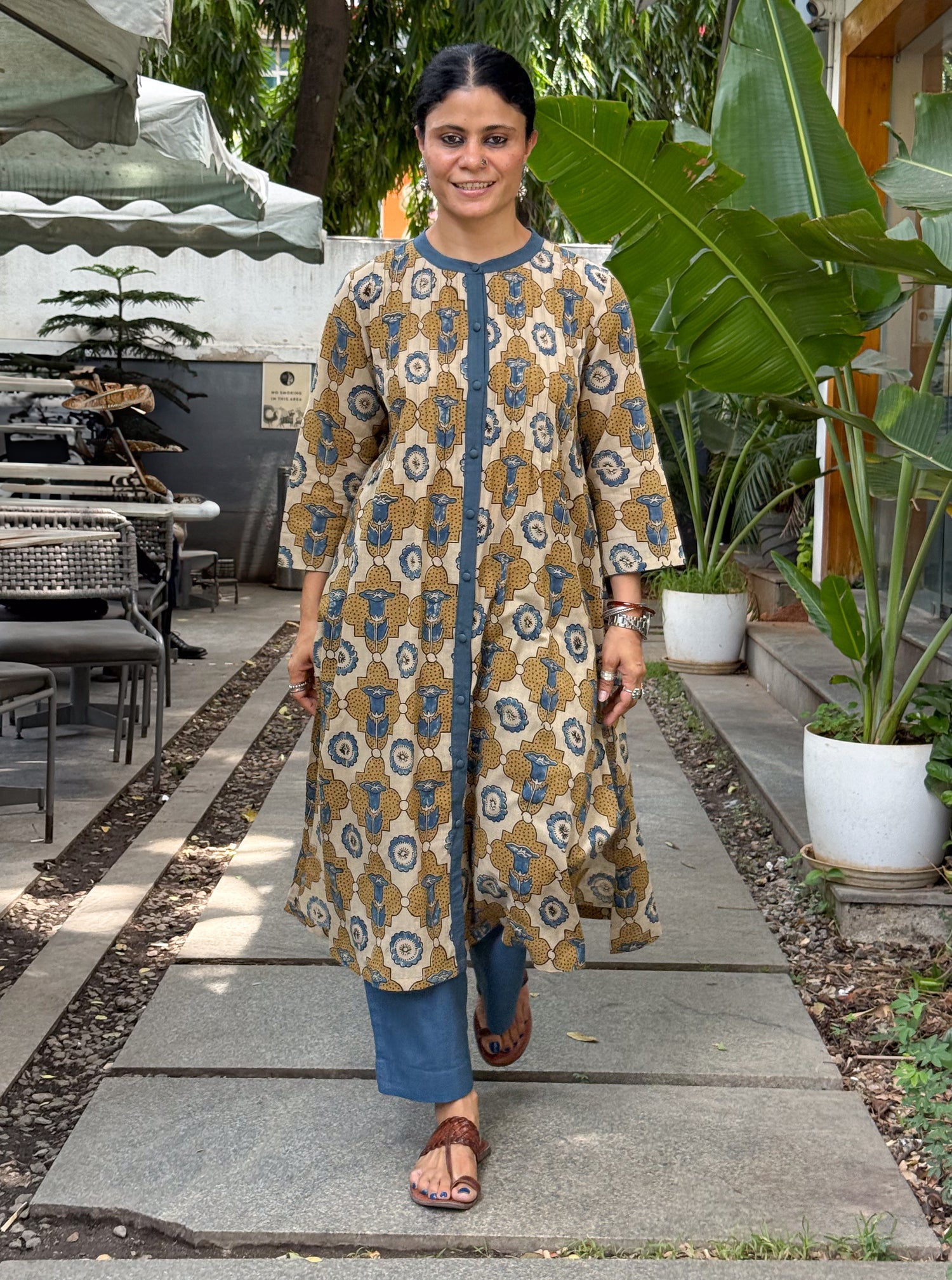 Handloom Cotton With Handblock Printed Natural Dyed Ajrakh Kurta