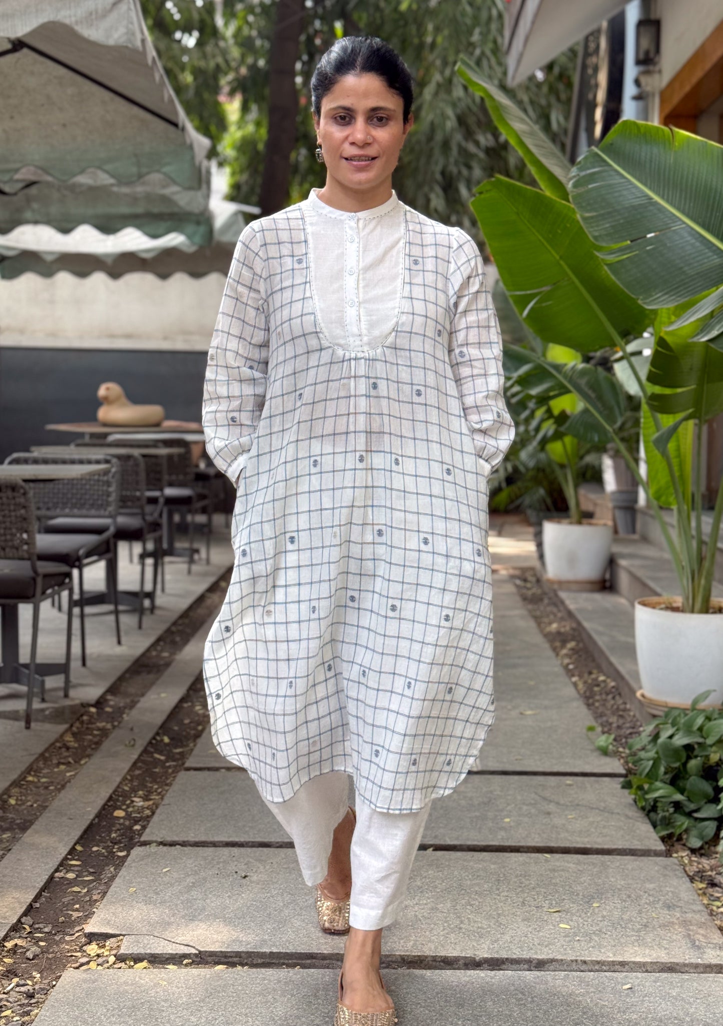 Handwoven Jamdani Straight Cut Kurta