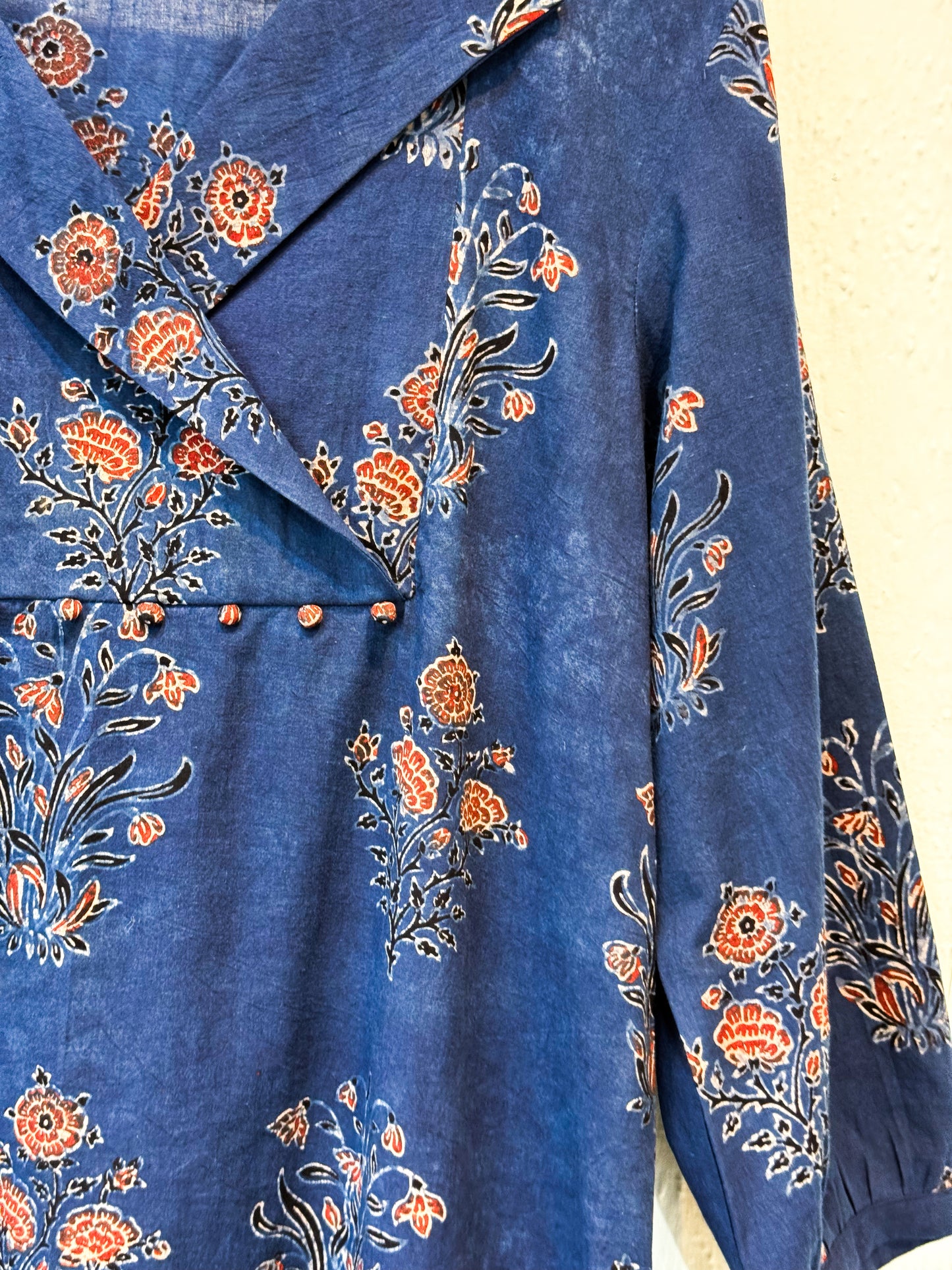 Handblock Printed Natural Dyed Ajrakh Cotton  Kurta