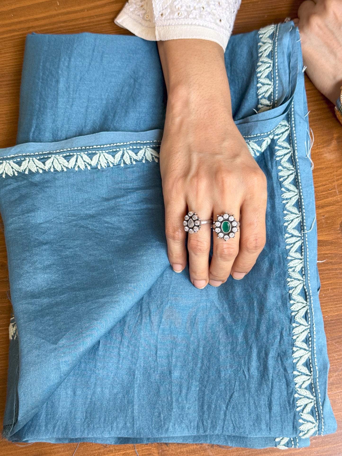 Chanderi Silk Handembroidered Chikankari Dupatta