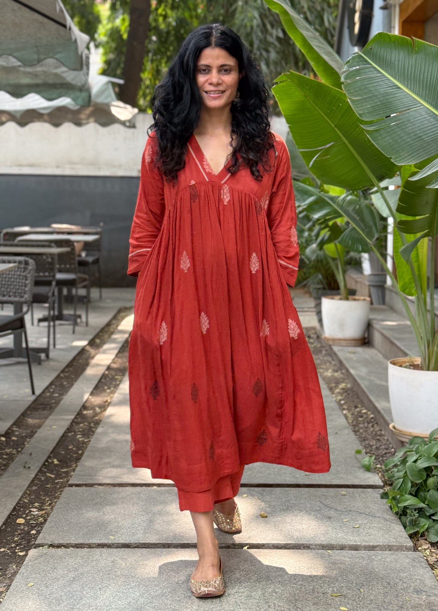 Handwoven Jamdani  Kurta With Lining.