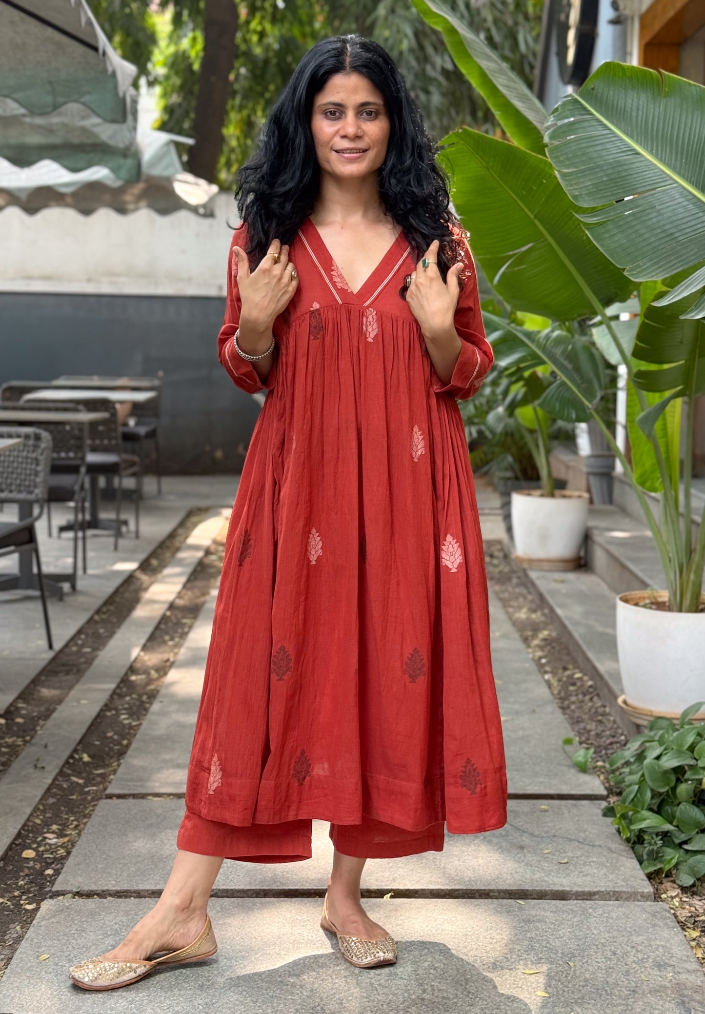 Handwoven Jamdani  Kurta With Lining.