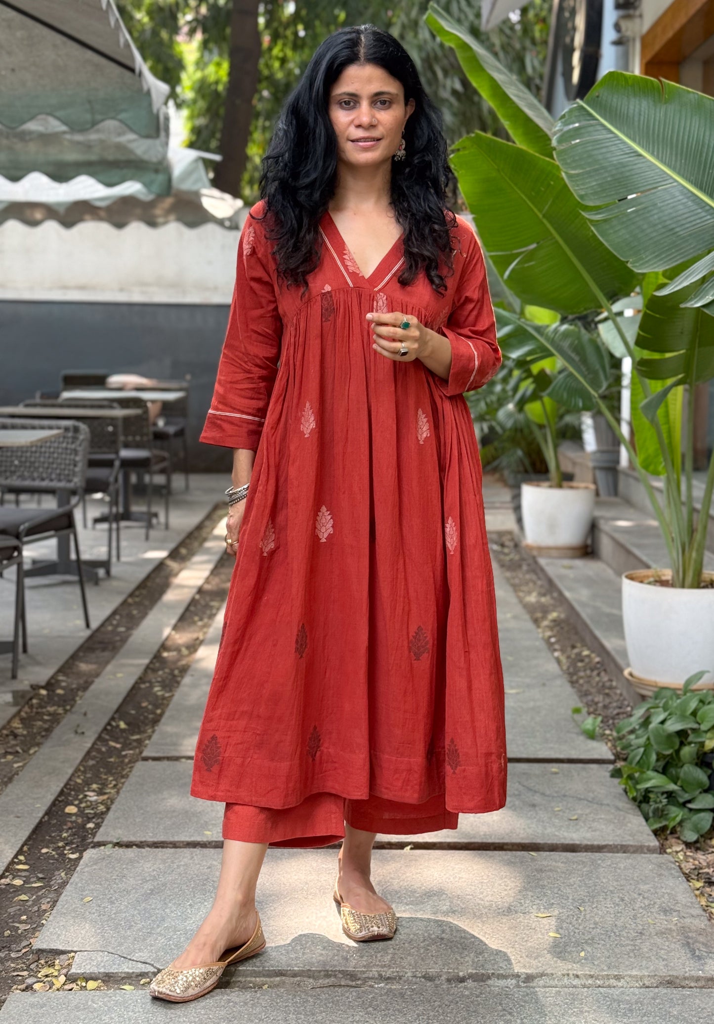 Handwoven Jamdani  Kurta With Lining.