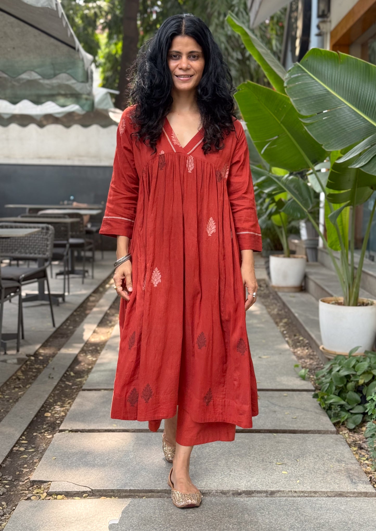 Handwoven Jamdani  Kurta With Lining.