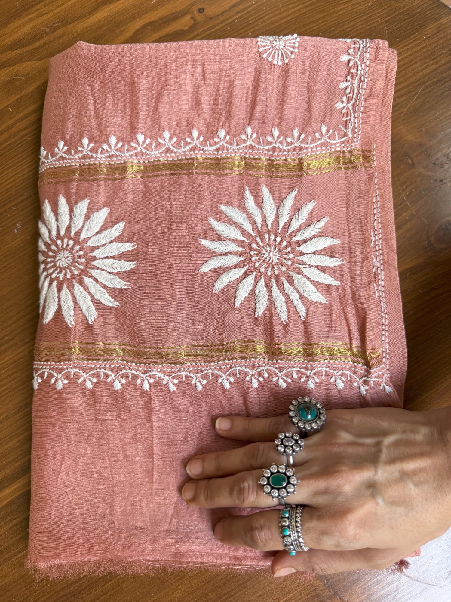 Chanderi Silk Handembroidered Chikankari Dupatta
