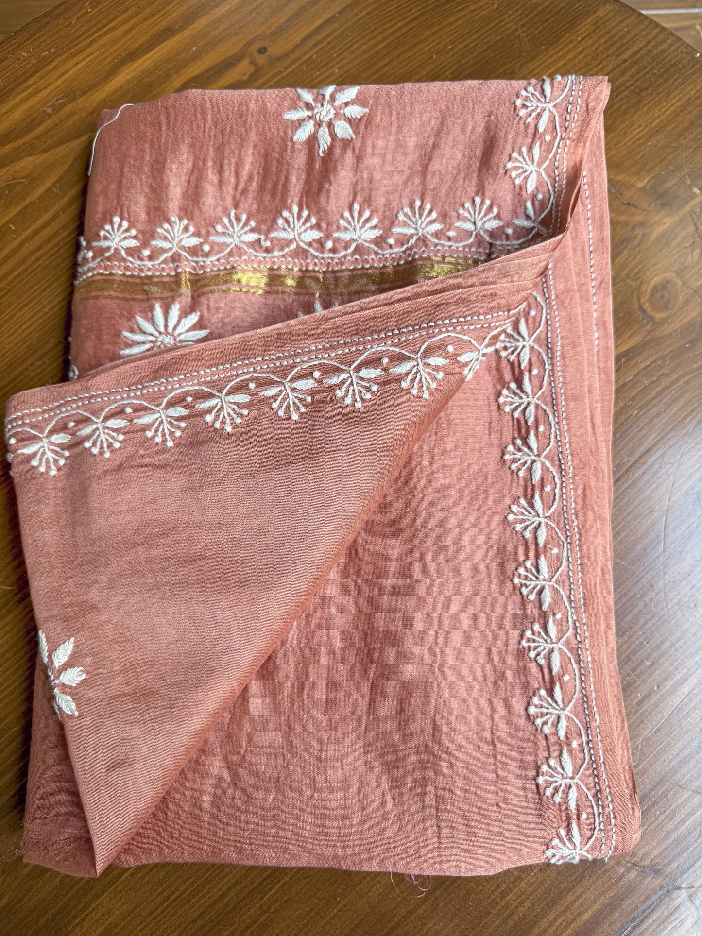 Chanderi Silk Handembroidered Chikankari Dupatta