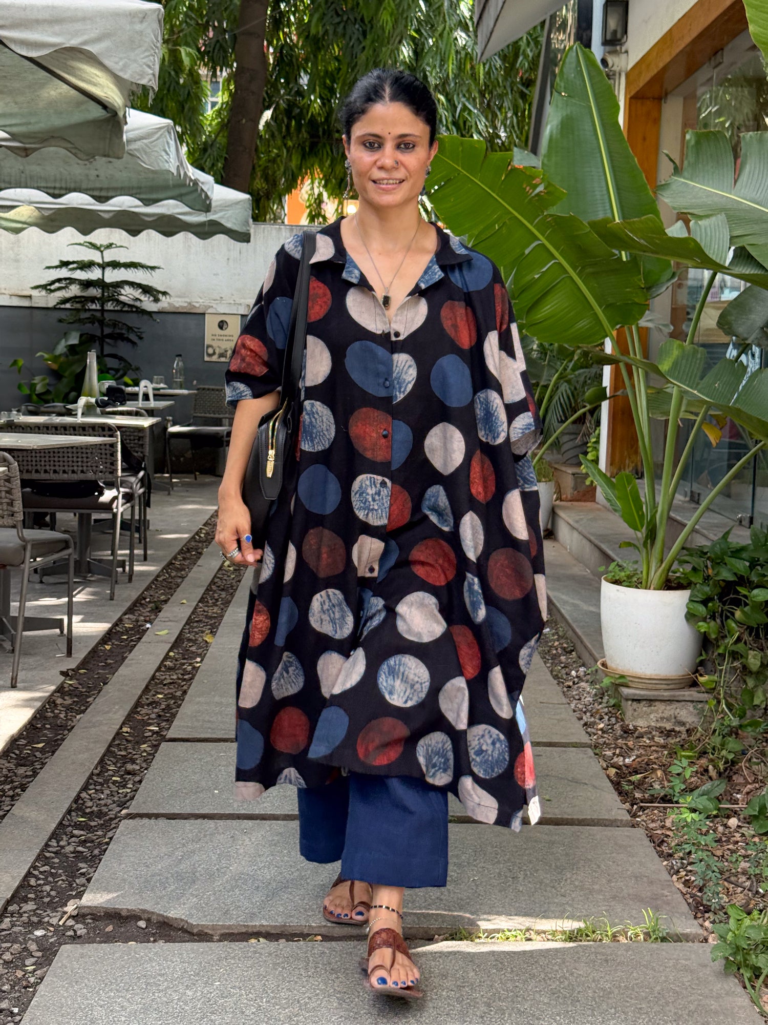 Handloom Cotton With Handblock Printed Natural Dyed Ajrakh Kaftan