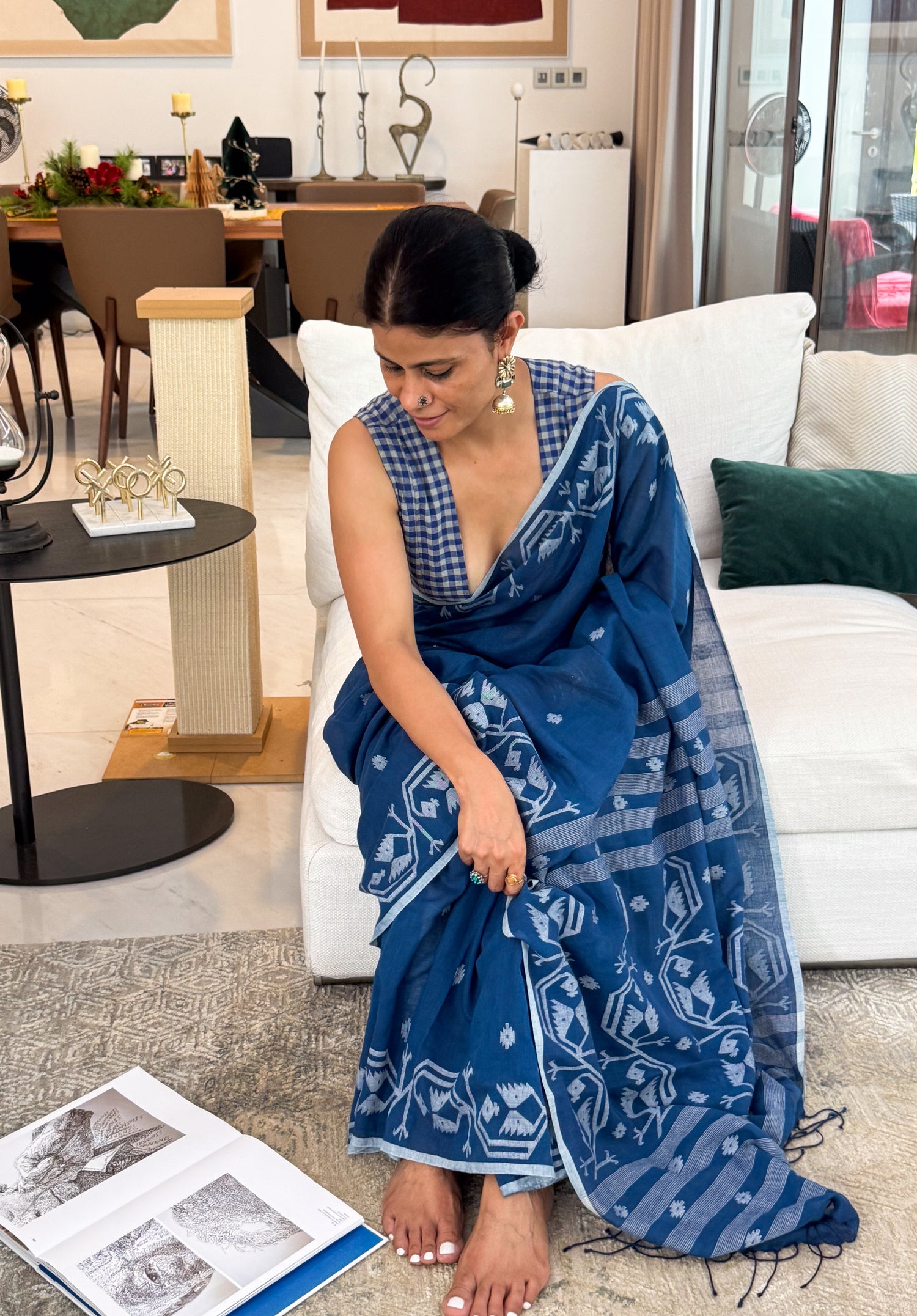 Handloom Mulmul Cotton Jamdani Saree. (Copy)