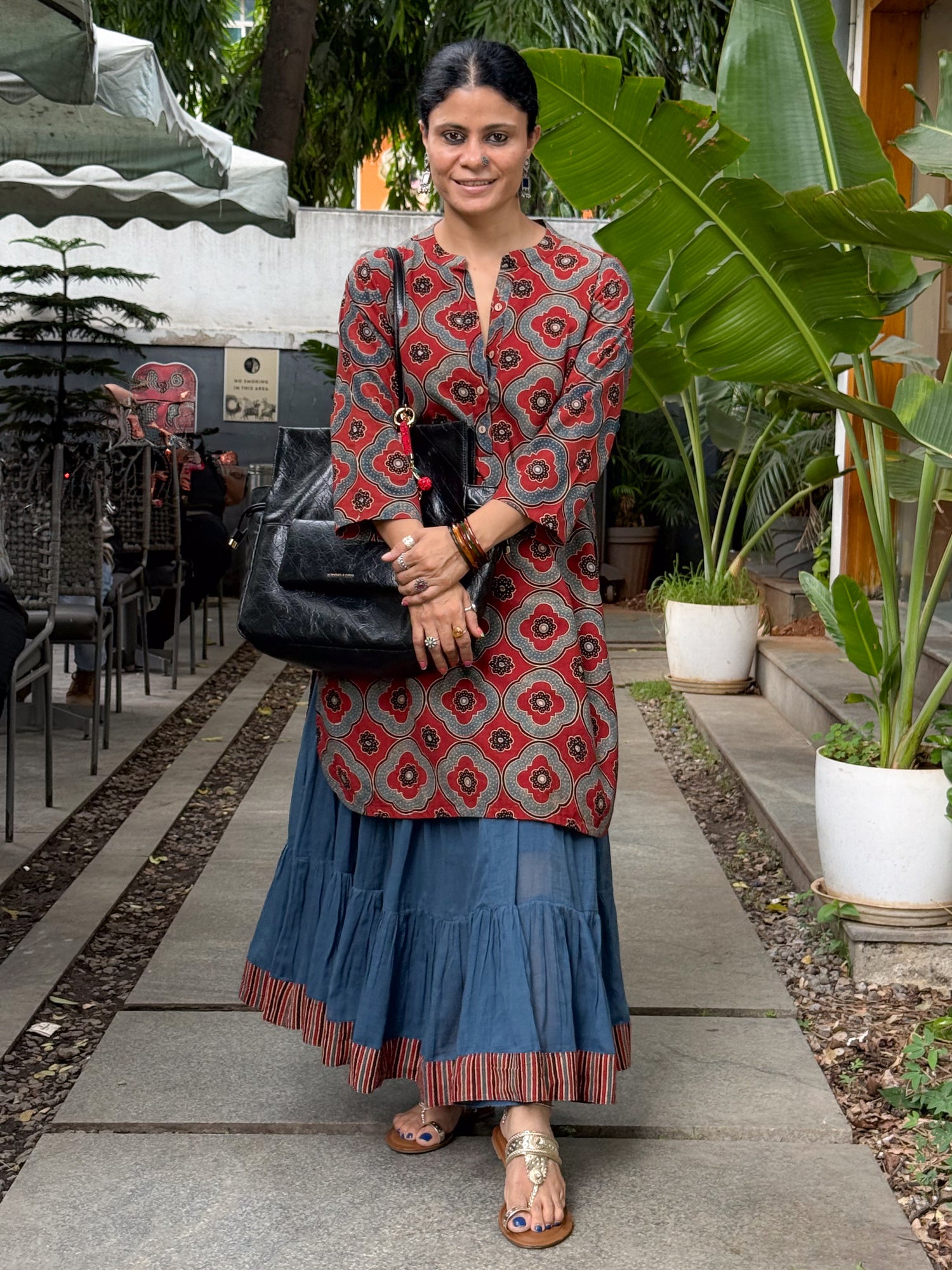 Handloom Cotton With Handblock Printed Natural Dyed Ajrakh Kurta