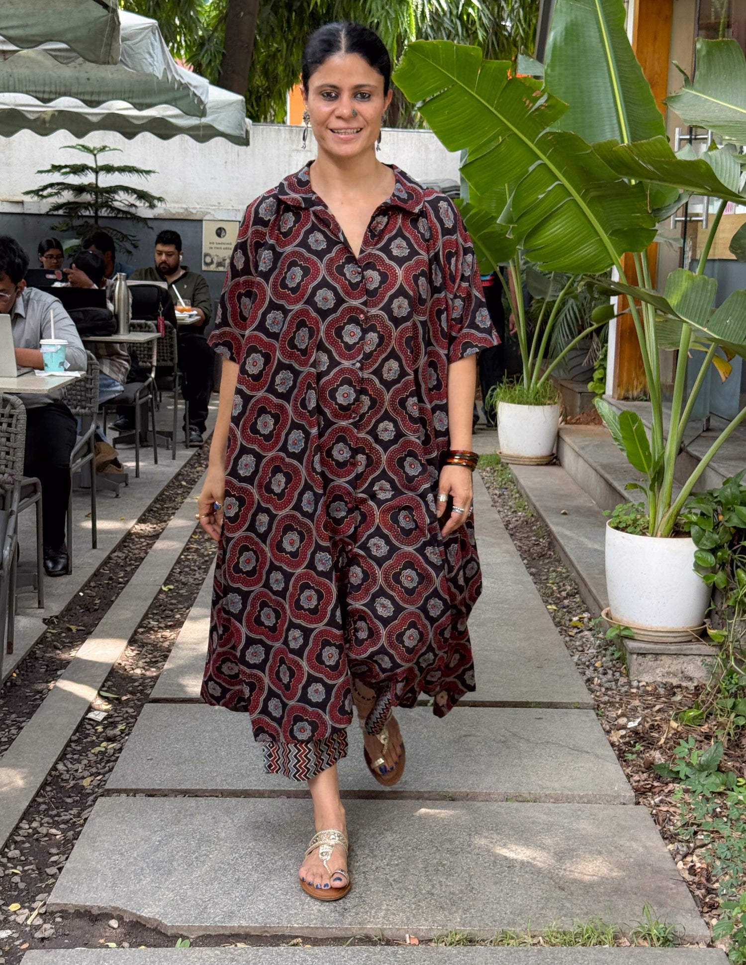 Handloom Cotton With Handblock Printed Natural Dyed Ajrakh Kurta