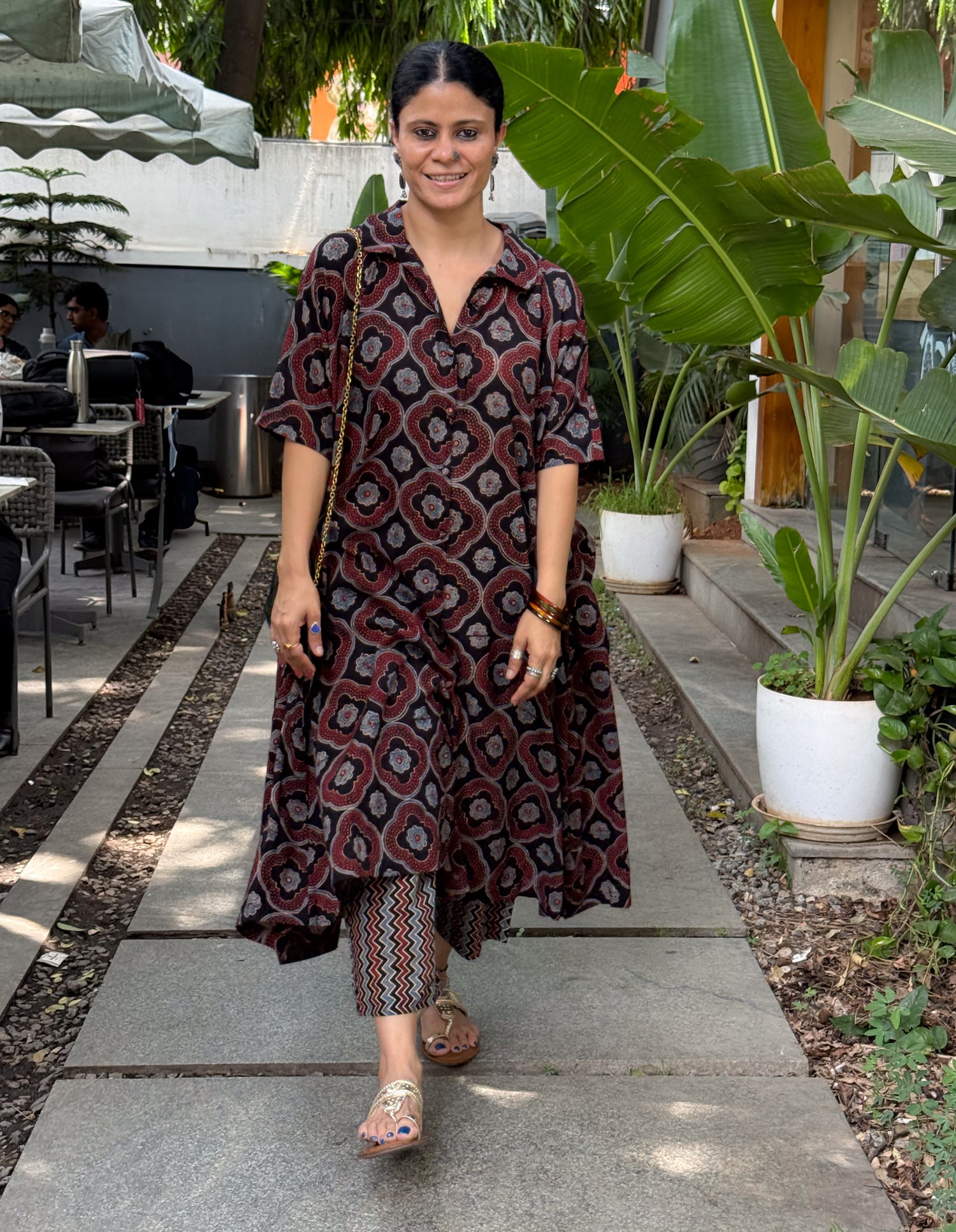 Handloom Cotton With Handblock Printed Natural Dyed Ajrakh Kurta
