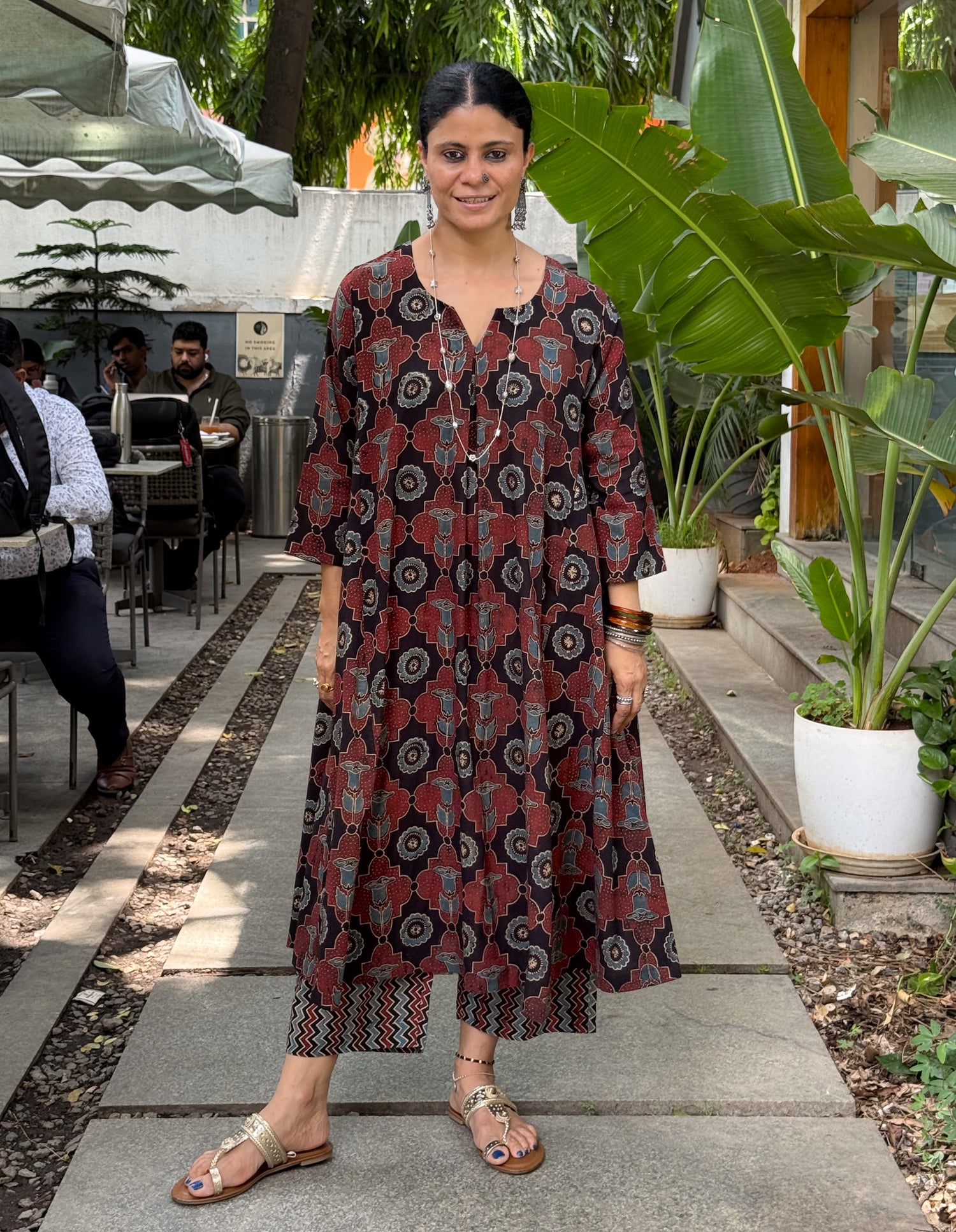 Handloom Cotton With Handblock Printed Natural Dyed Ajrakh Kurta