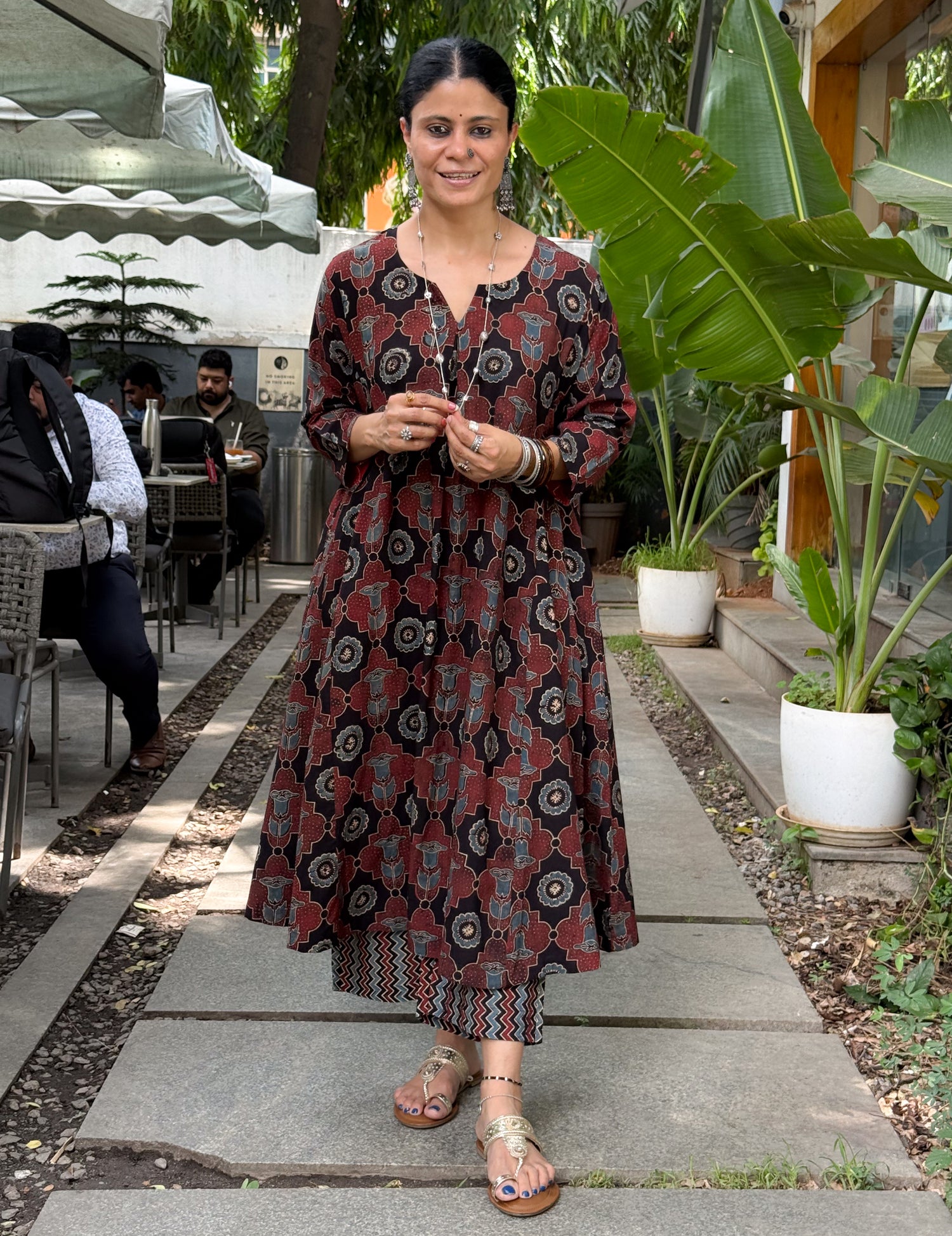Handloom Cotton With Handblock Printed Natural Dyed Ajrakh Kurta