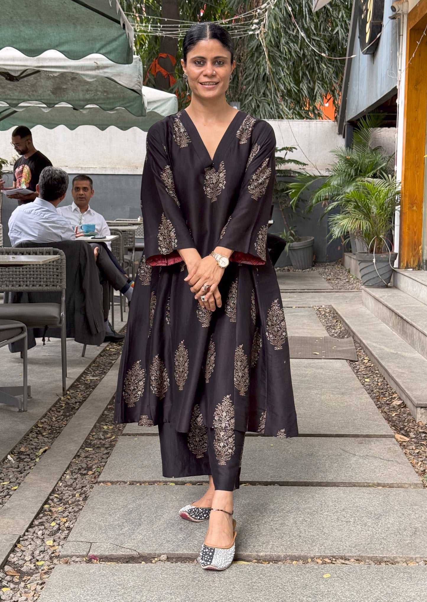 Handblock Printed Natural Dyed Ajrakh Chanderi Silk Pant