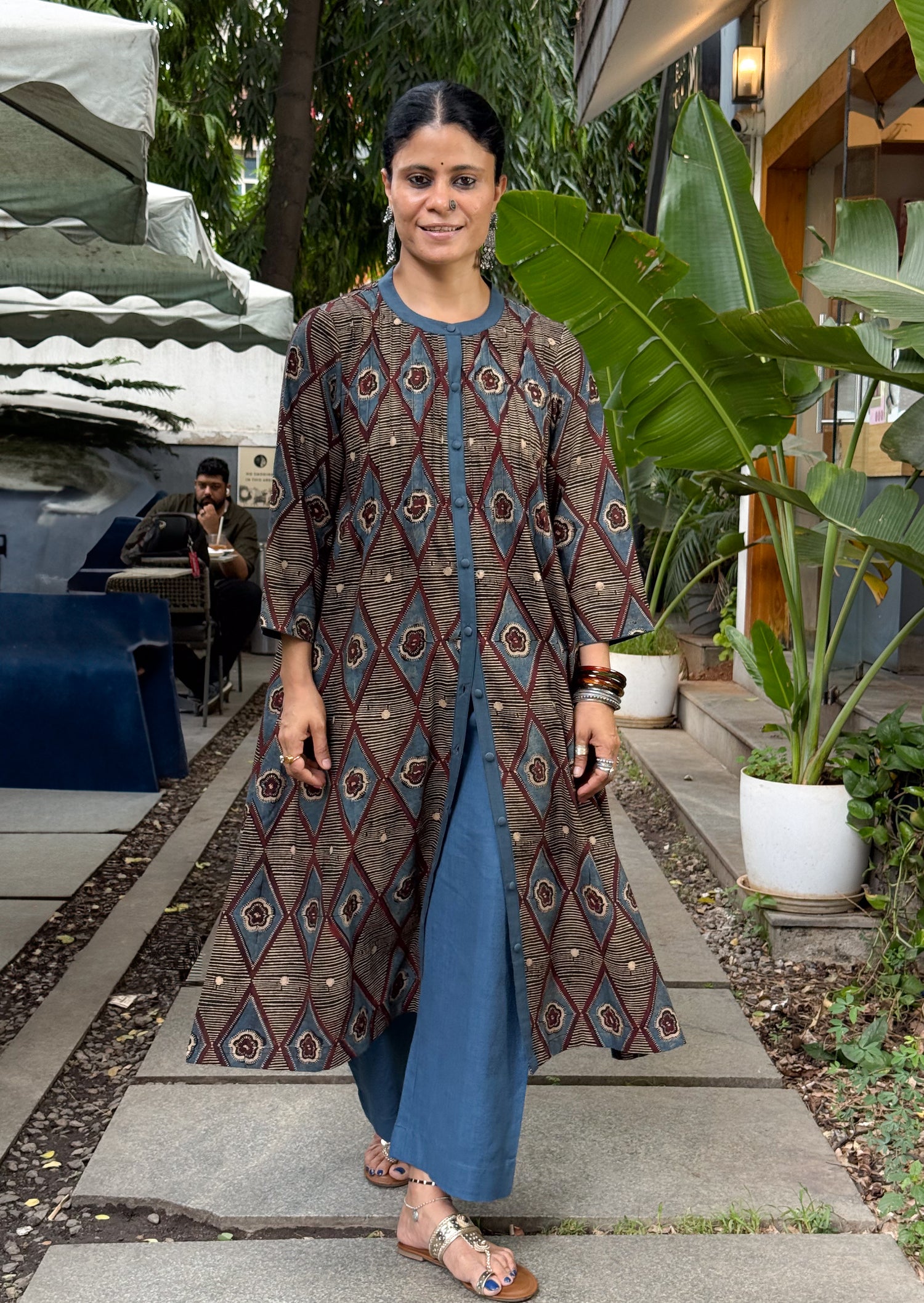 Handloom Cotton With Handblock Printed Natural Dyed Ajrakh Kurta