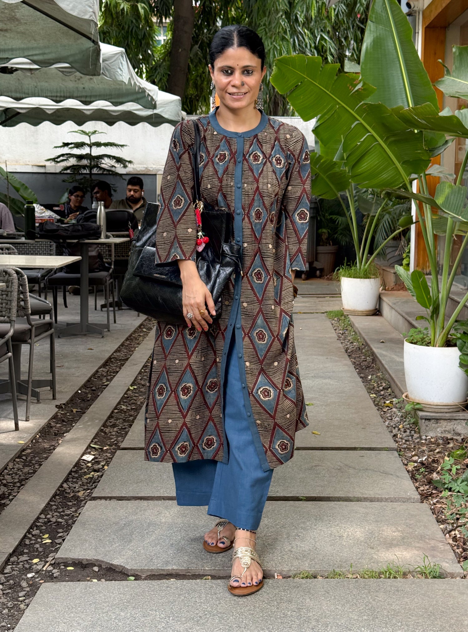 Handloom Cotton With Handblock Printed Natural Dyed Ajrakh Kurta