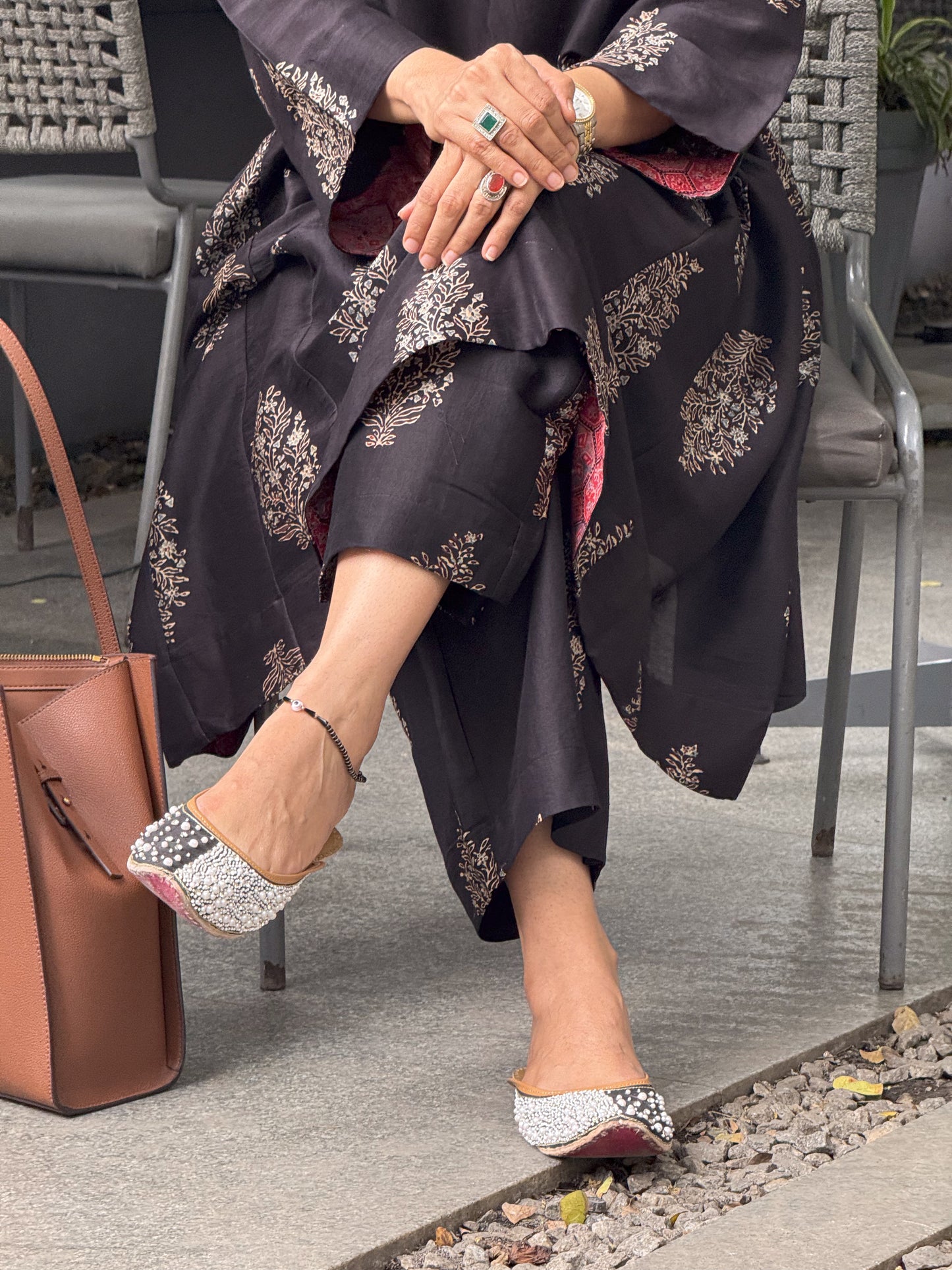 Handblock Printed Natural Dyed Ajrakh Chanderi Silk Pant