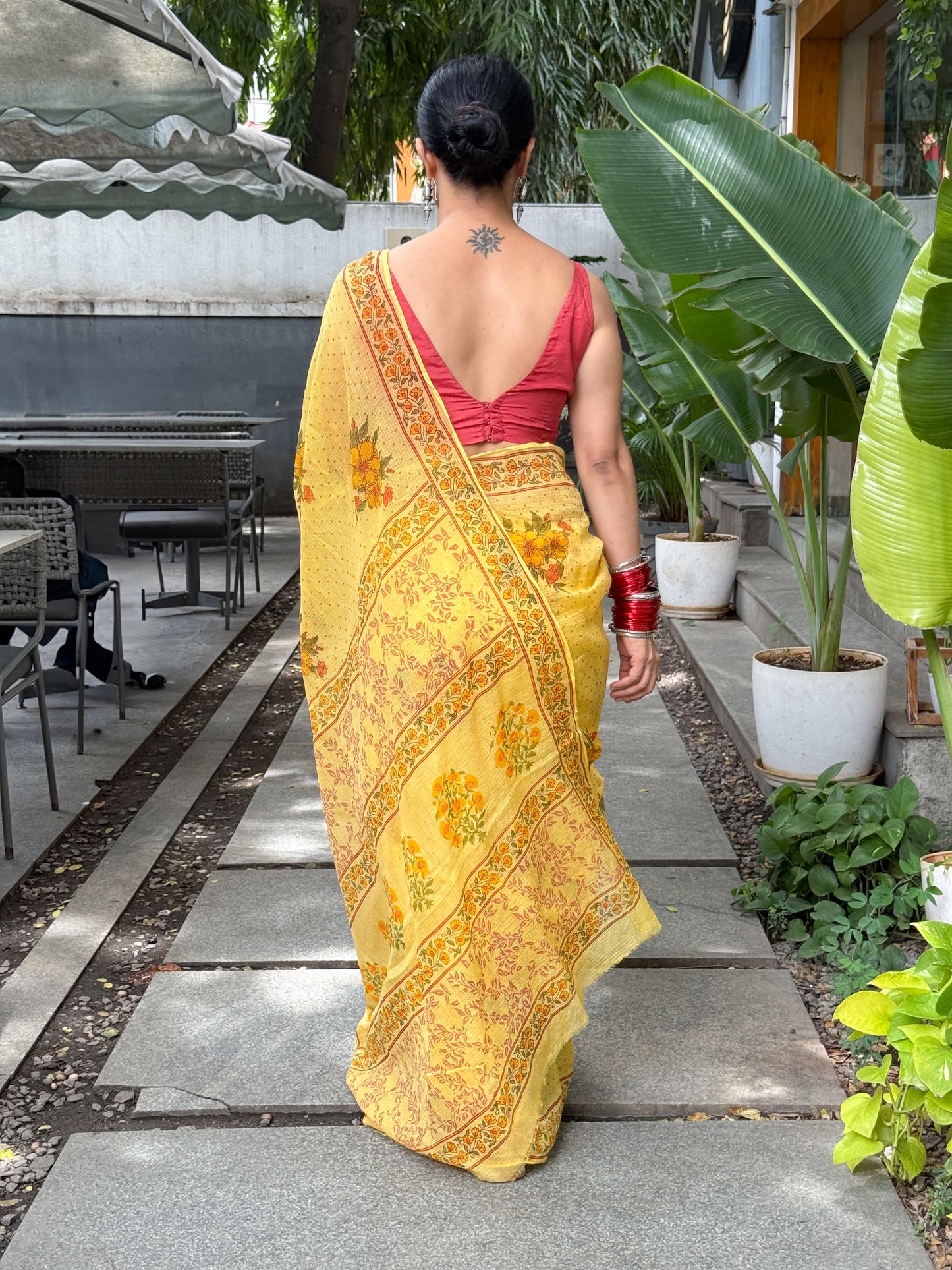 Hand block Printed  Kota Doria Saree