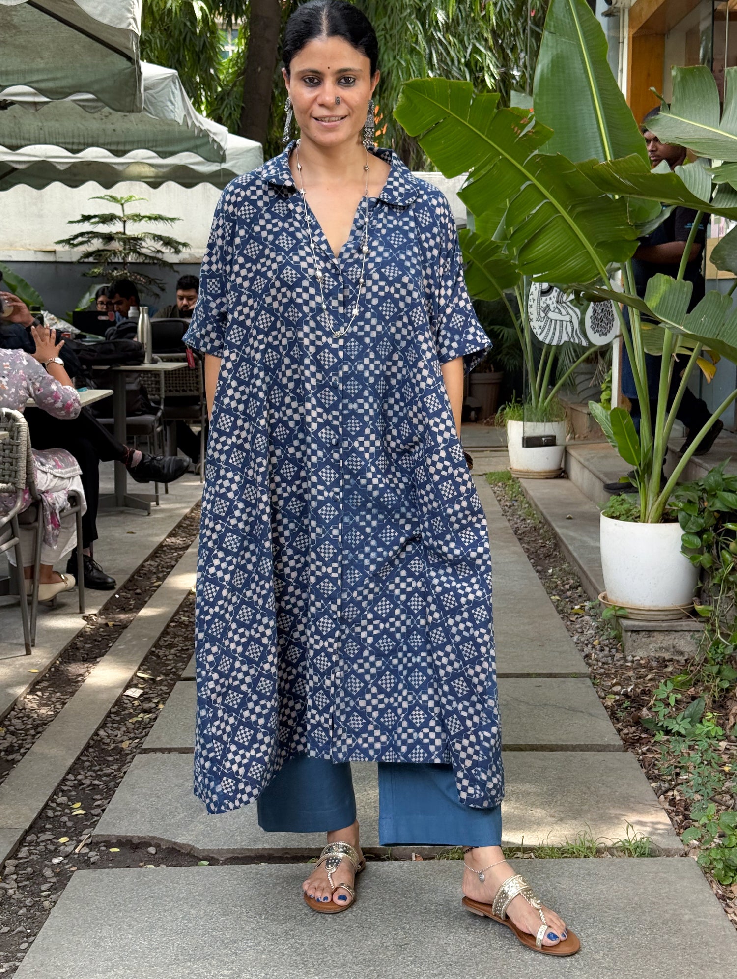 Handloom Cotton With Handblock Printed Natural Dyed Ajrakh Kurta