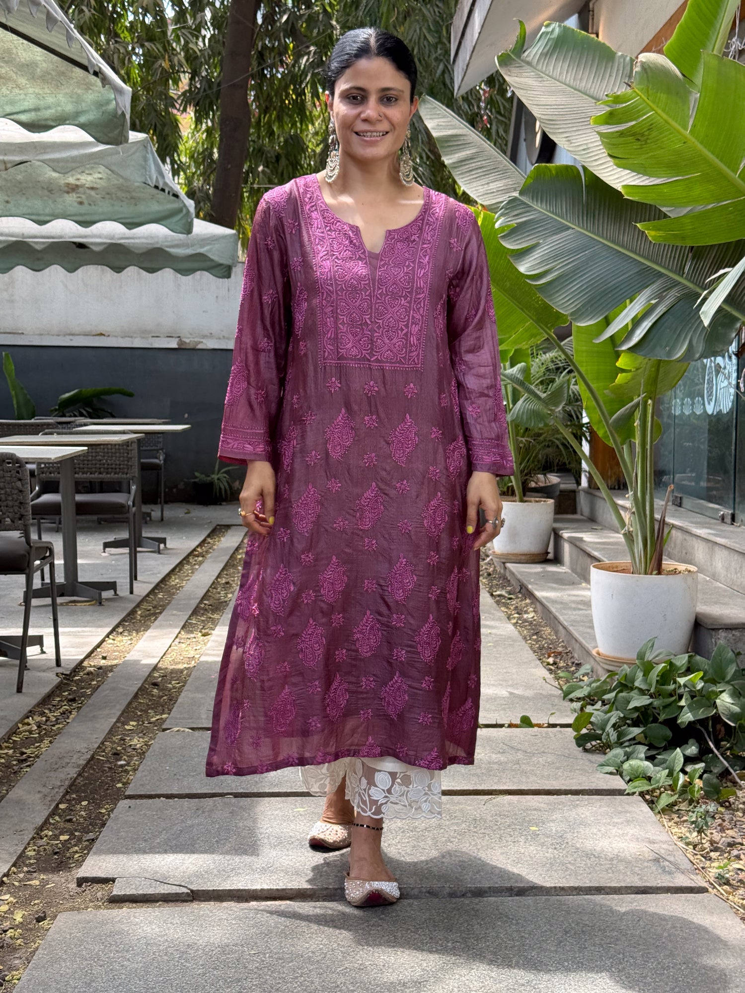 Pure Tussar Silk Chikankari  Embroidered Kurta