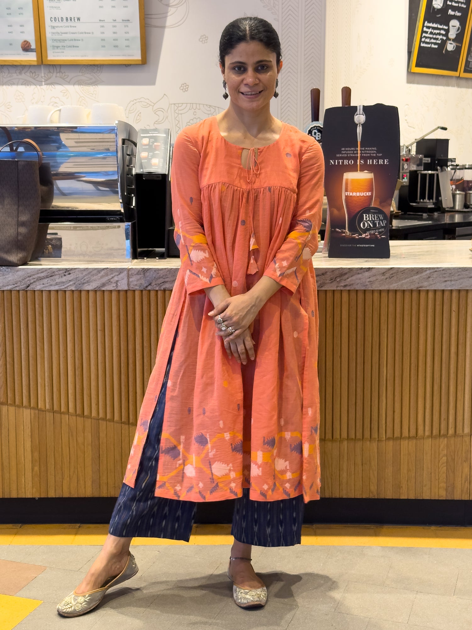 Handwoven Jamdani  Muslin Kalidar Kurta