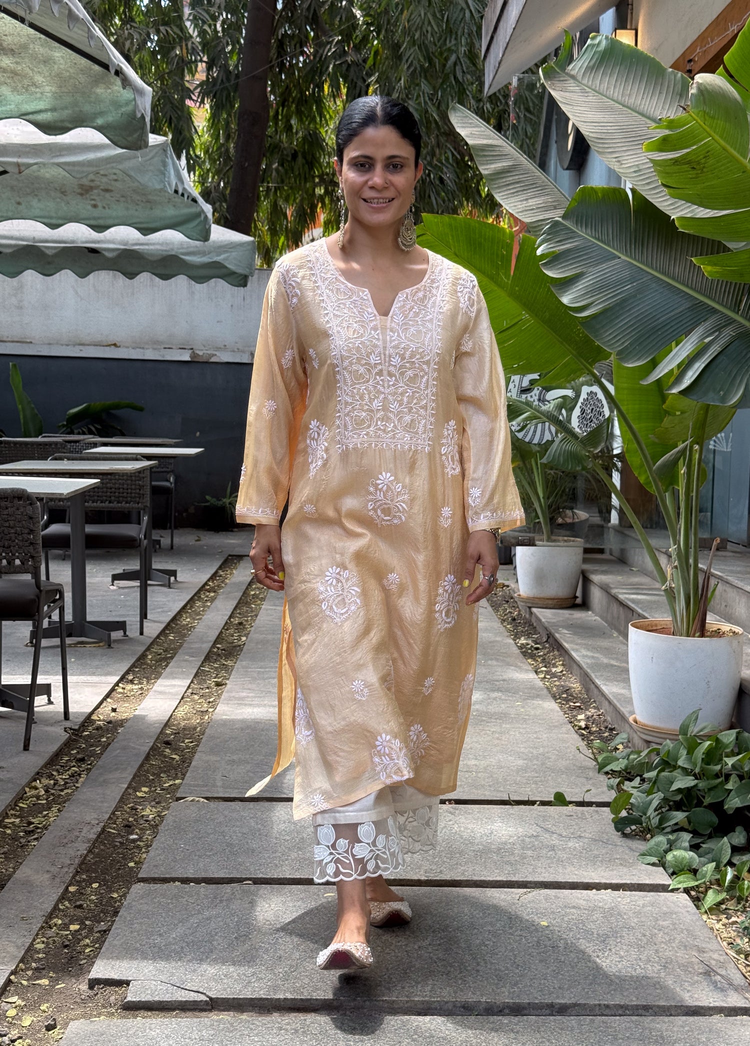 Pure Tussar Silk Chikankari  Embroidered Kurta