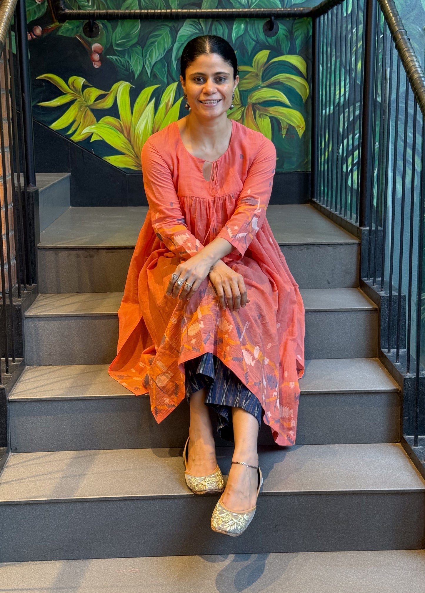 Handwoven Jamdani  Muslin Kalidar Kurta