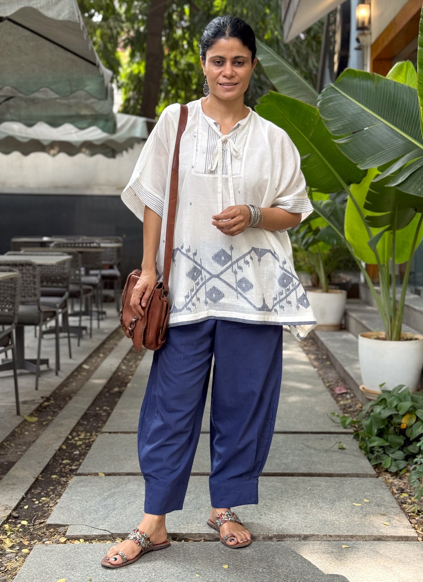 Handloom Cotton  Short Top With Lining.