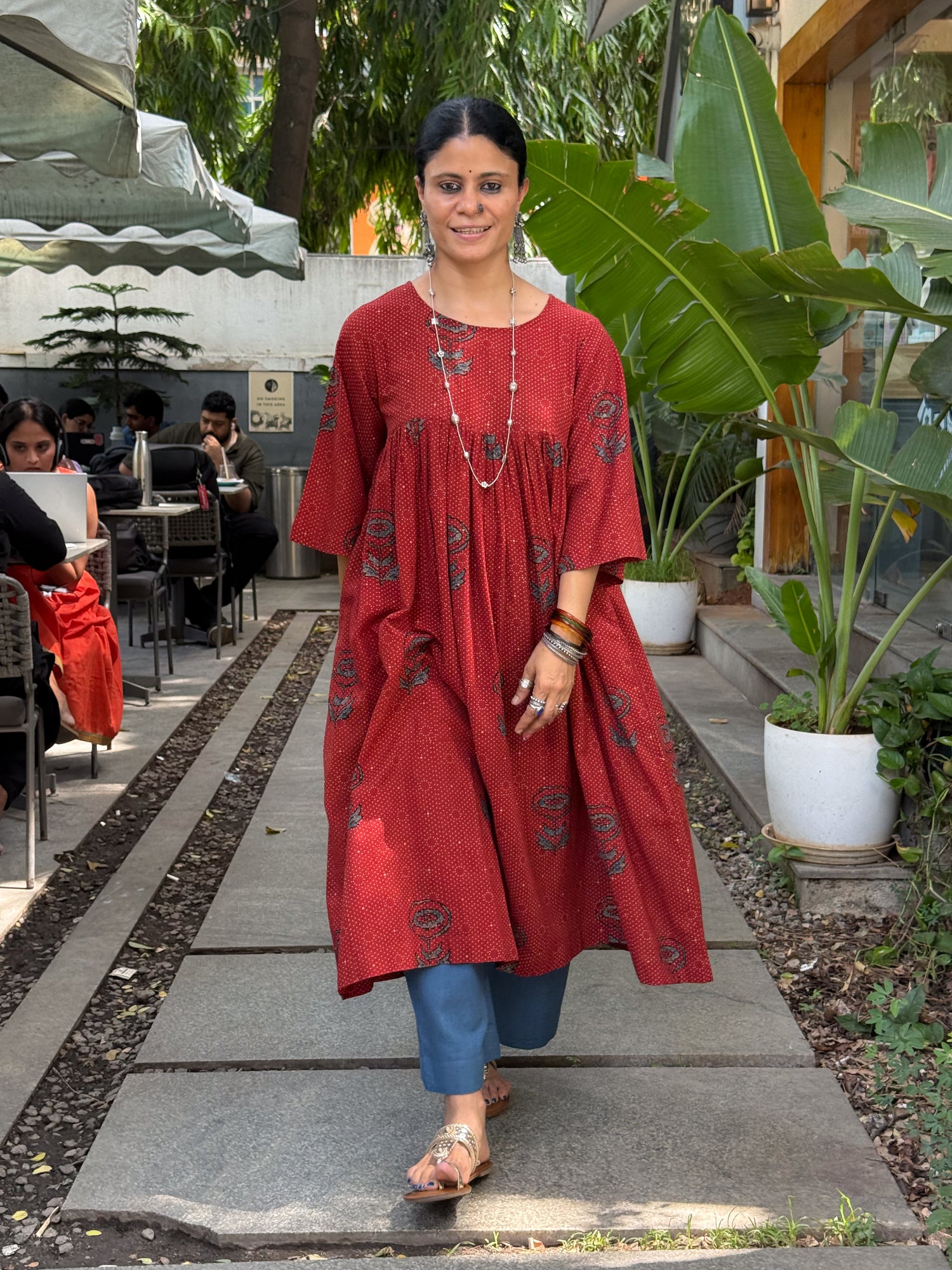 Handloom Cotton With Handblock Printed Natural Dyed Ajrakh Kurta