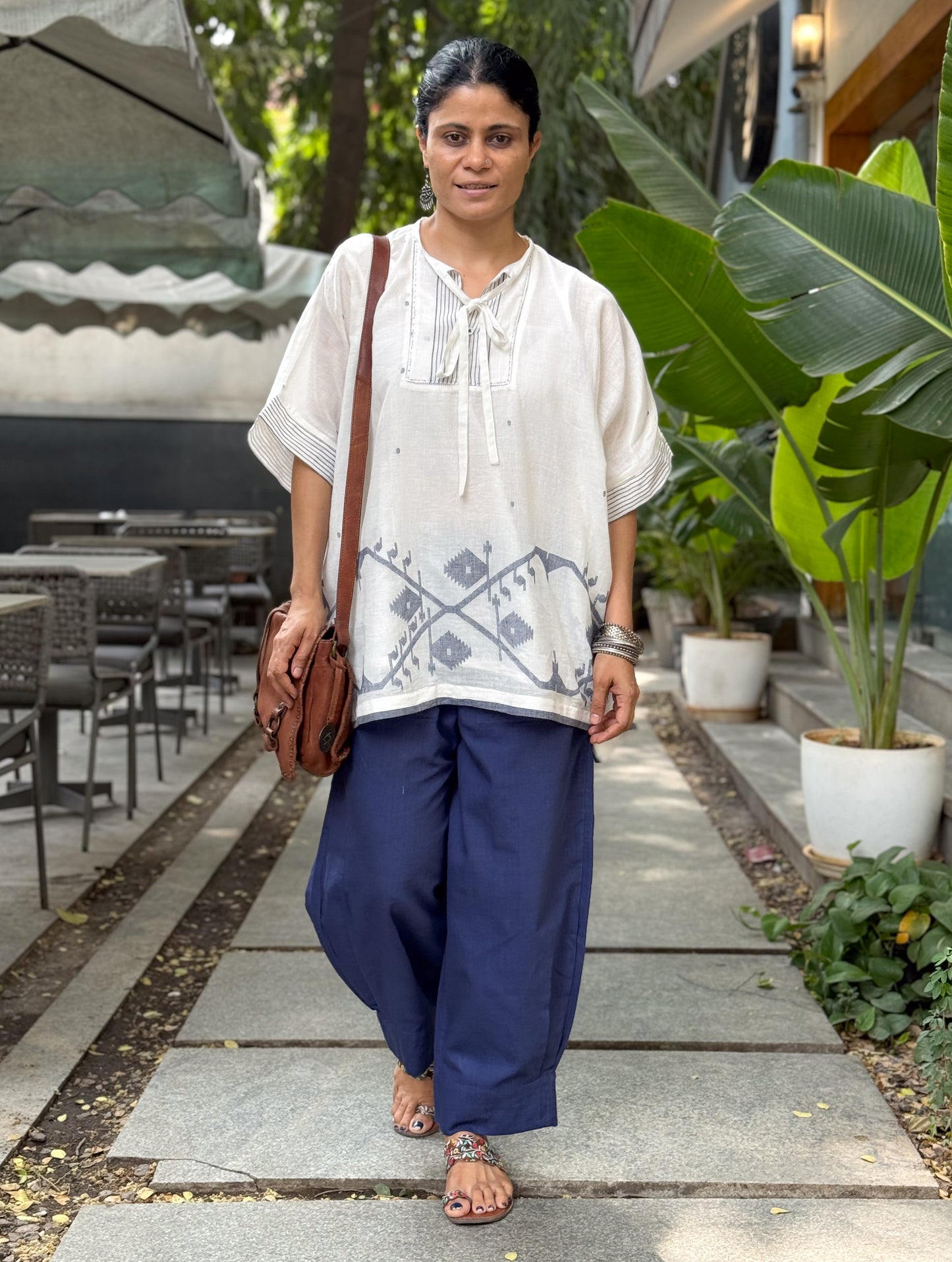 Handloom Cotton  Short Top With Lining.