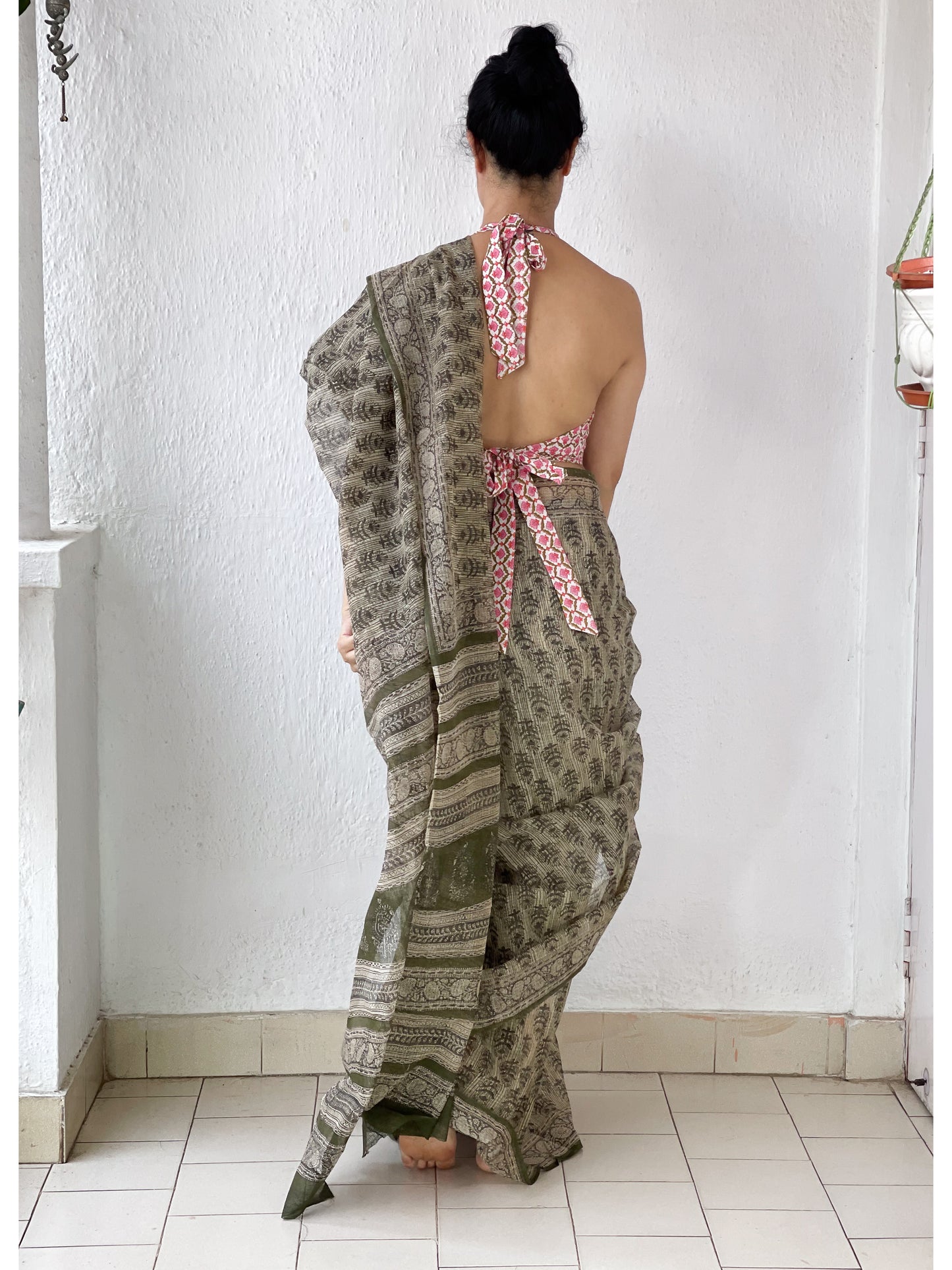 Natural Dyed Handblock Printed Kota Doria Saree