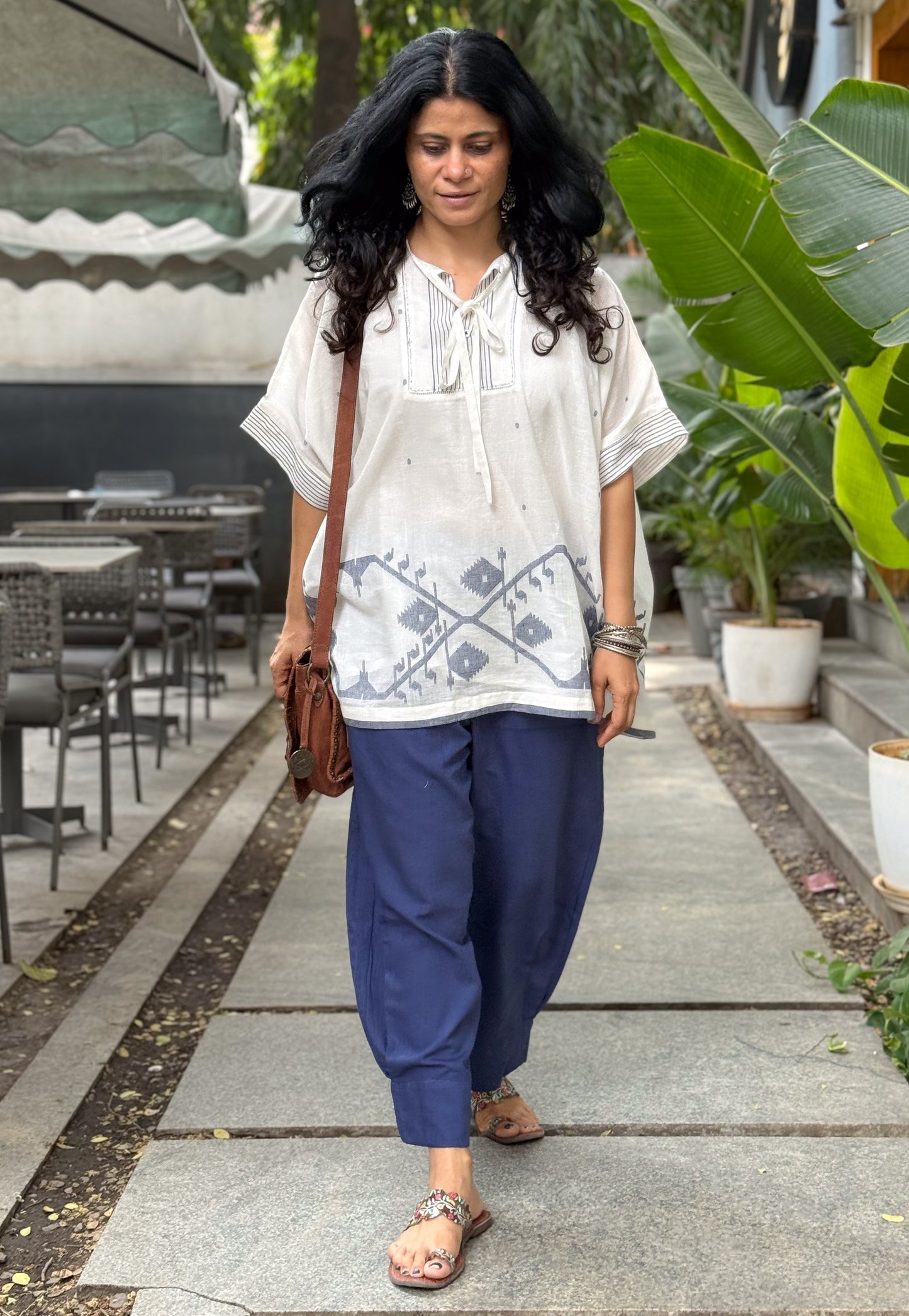 Handloom Cotton  Short Top With Lining.