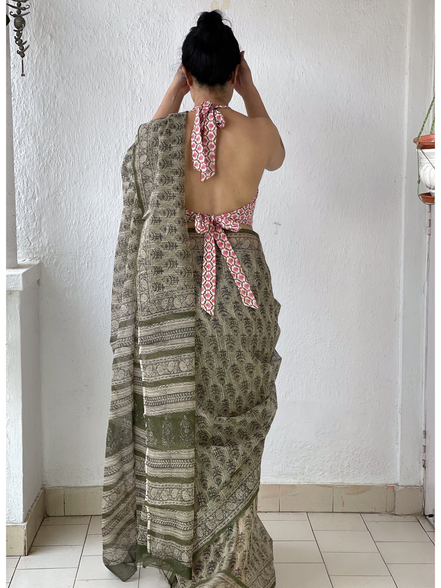 Natural Dyed Handblock Printed Kota Doria Saree