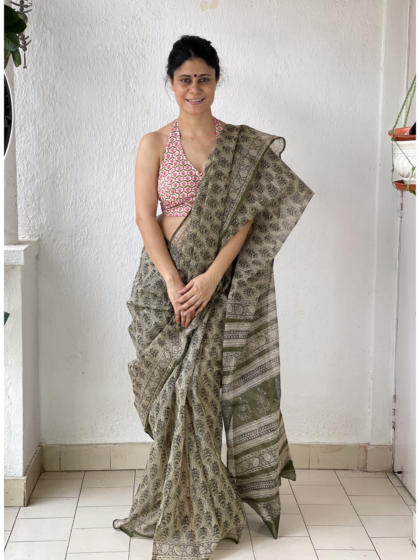 Natural Dyed Handblock Printed Kota Doria Saree