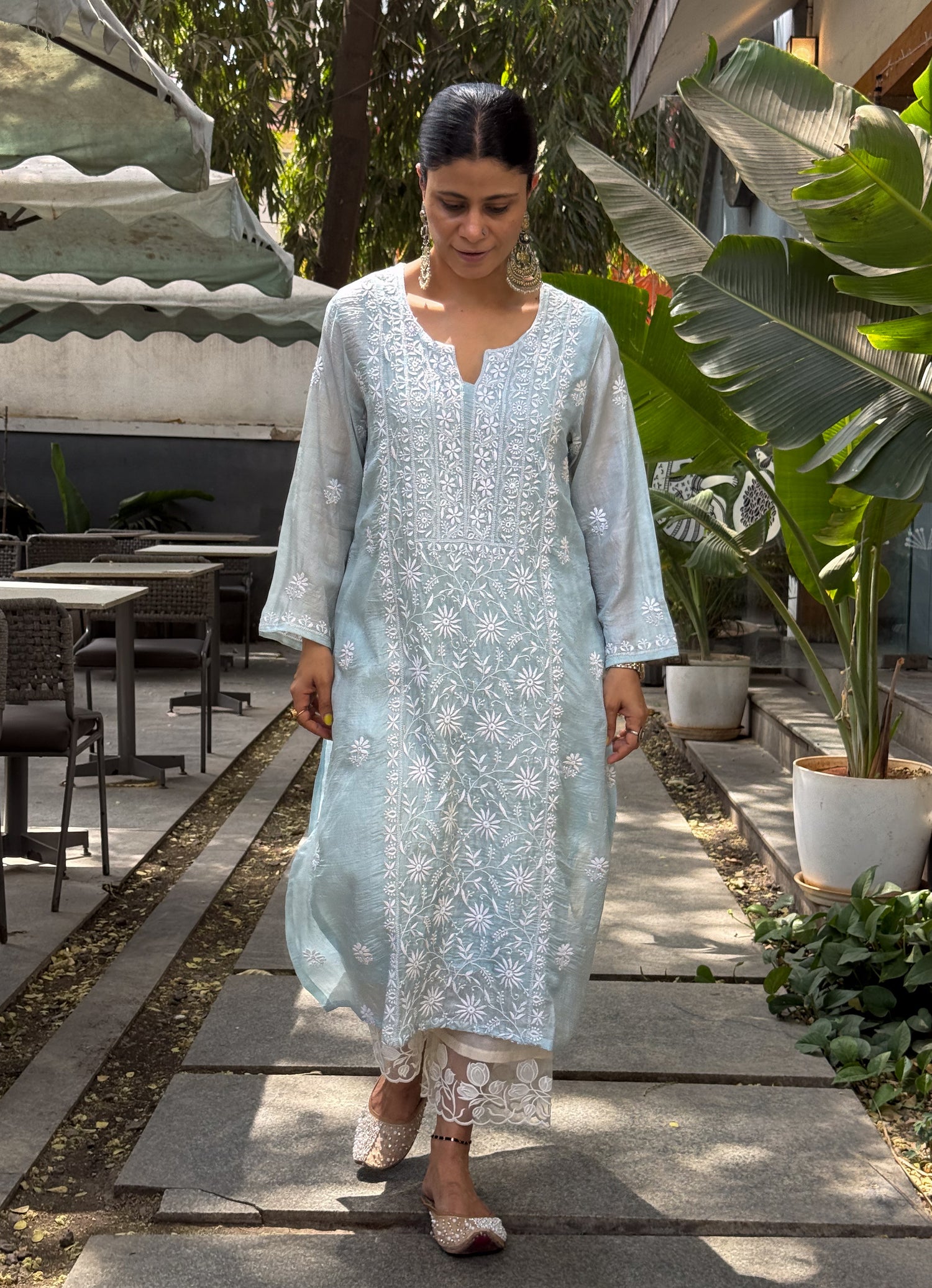 Pure Tussar Silk Chikankari  Embroidered Kurta