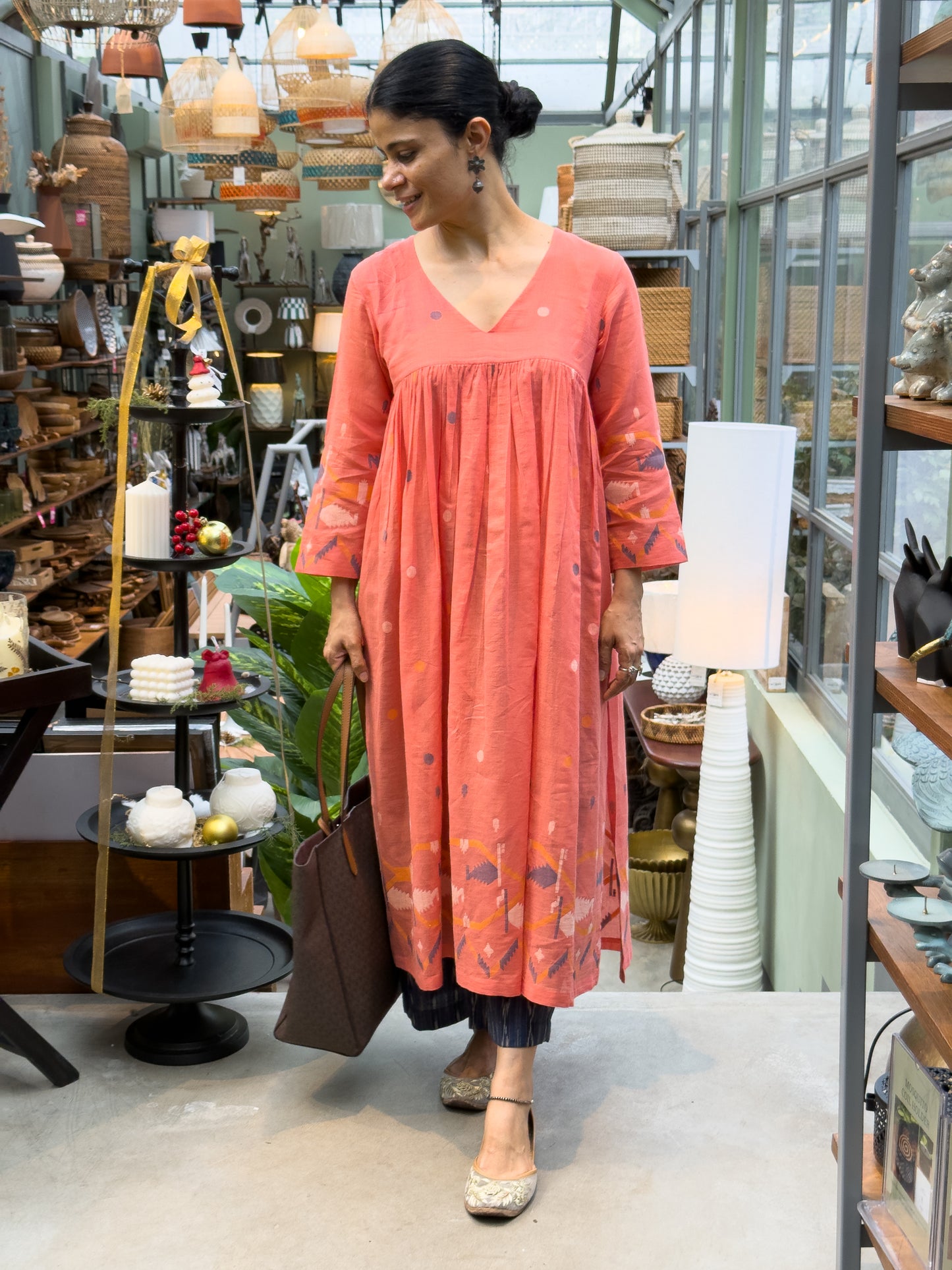 Handwoven Jamdani  Muslin Kalidar Kurta