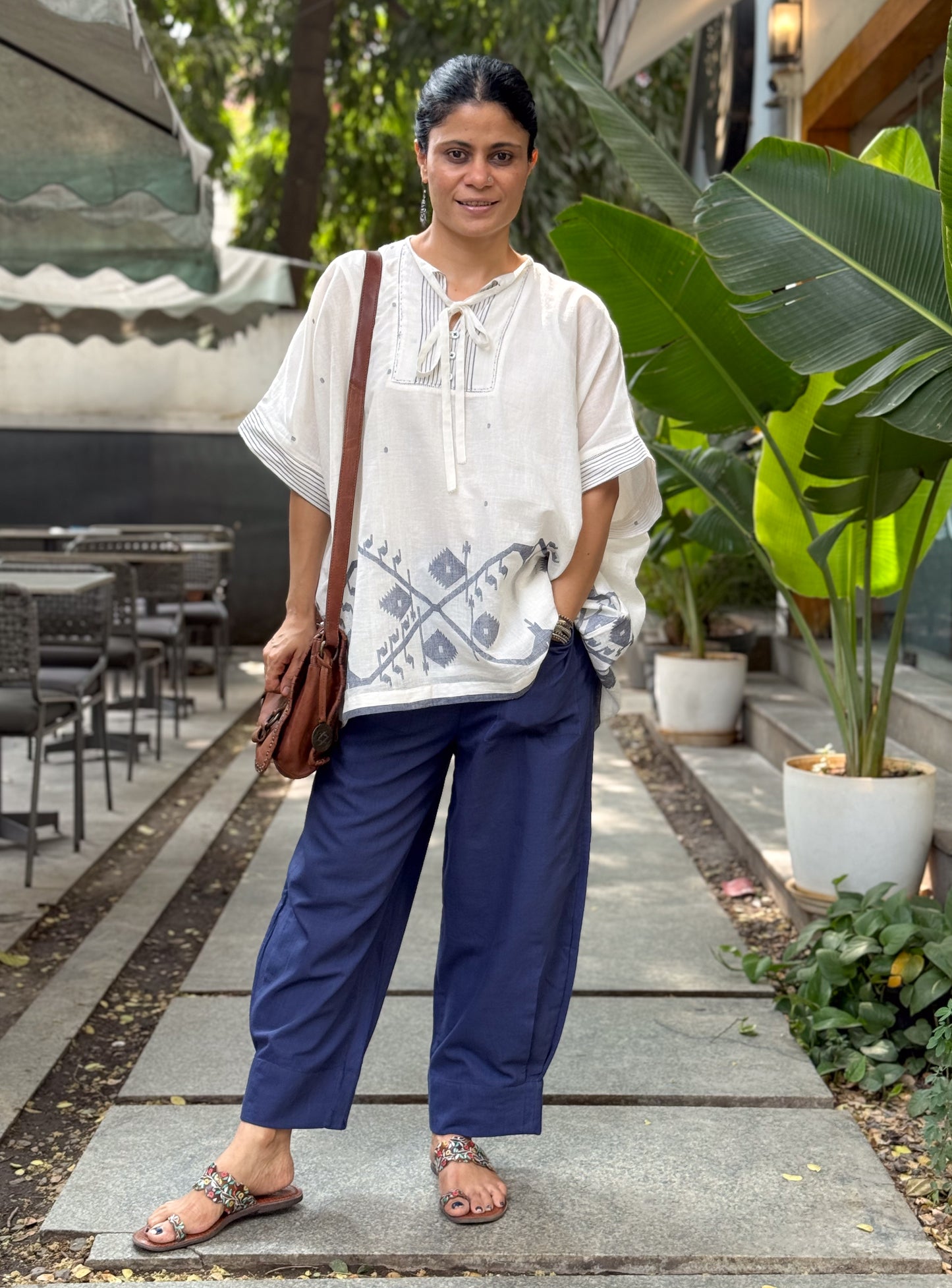 Handloom Cotton  Short Top With Lining.