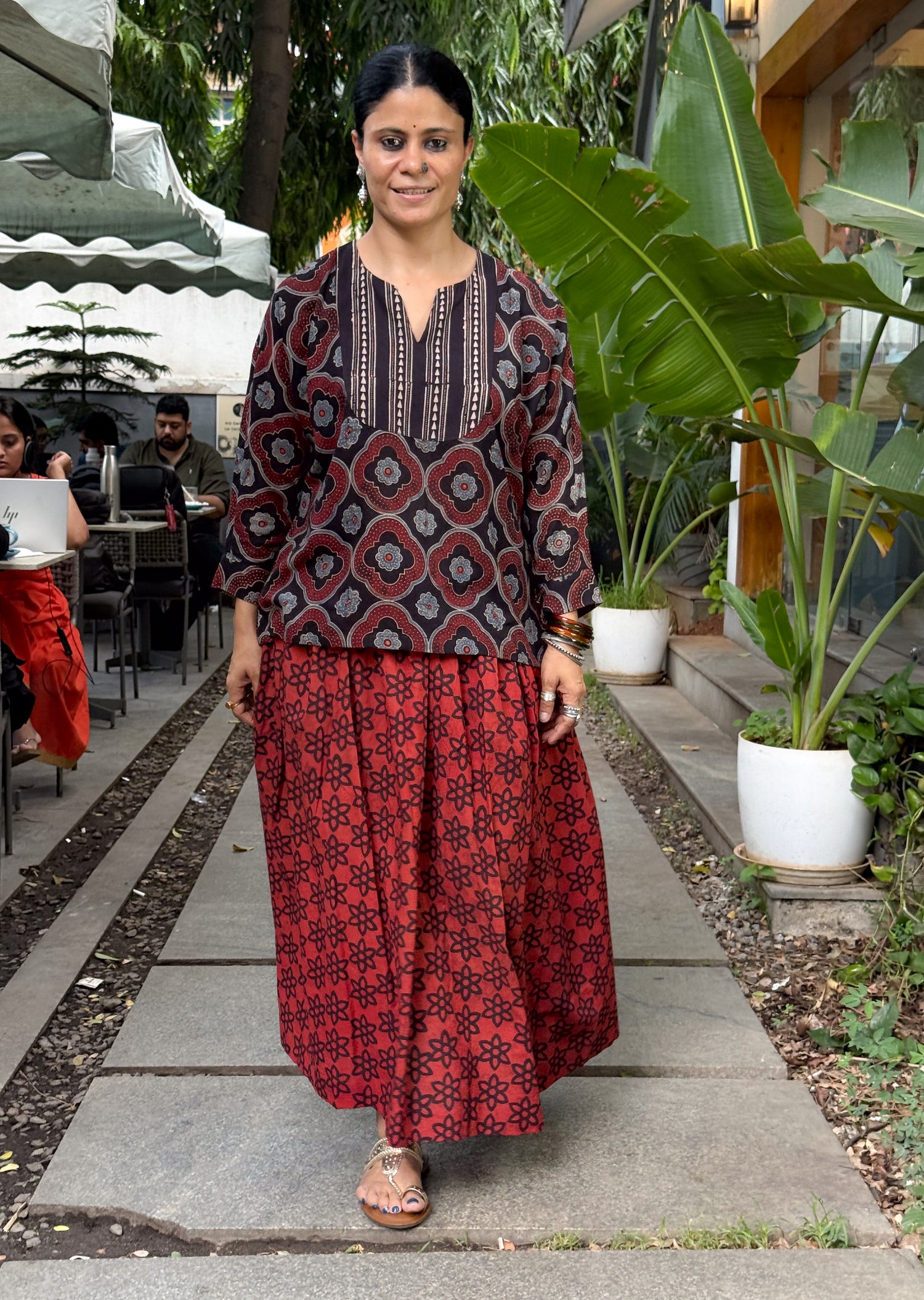 Handloom Cotton With Handblock Printed Natural Dyed Ajrakh Top