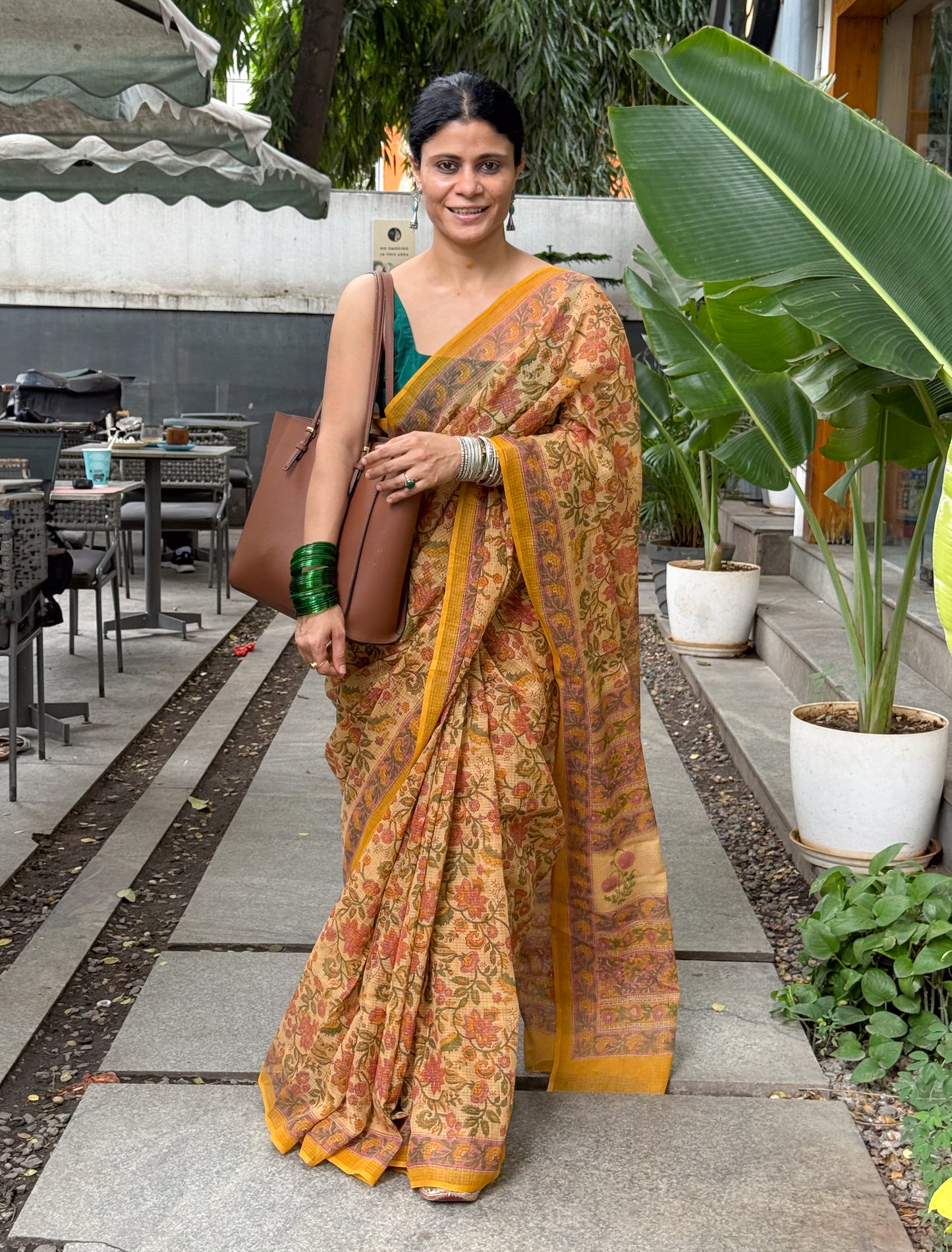 Hand block Printed  Kota Doria Saree