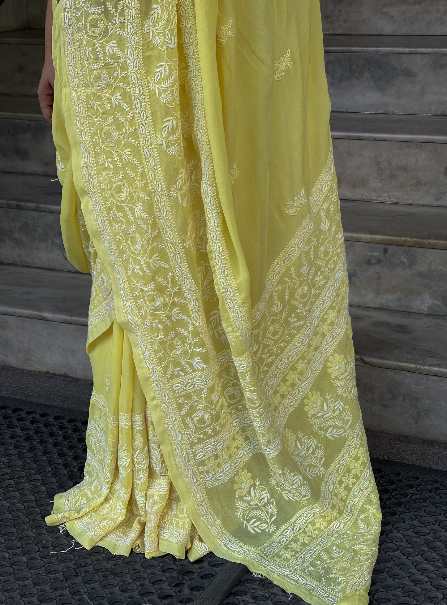 Handembroidered  Chikanakri  Pure georgette Silk Saree