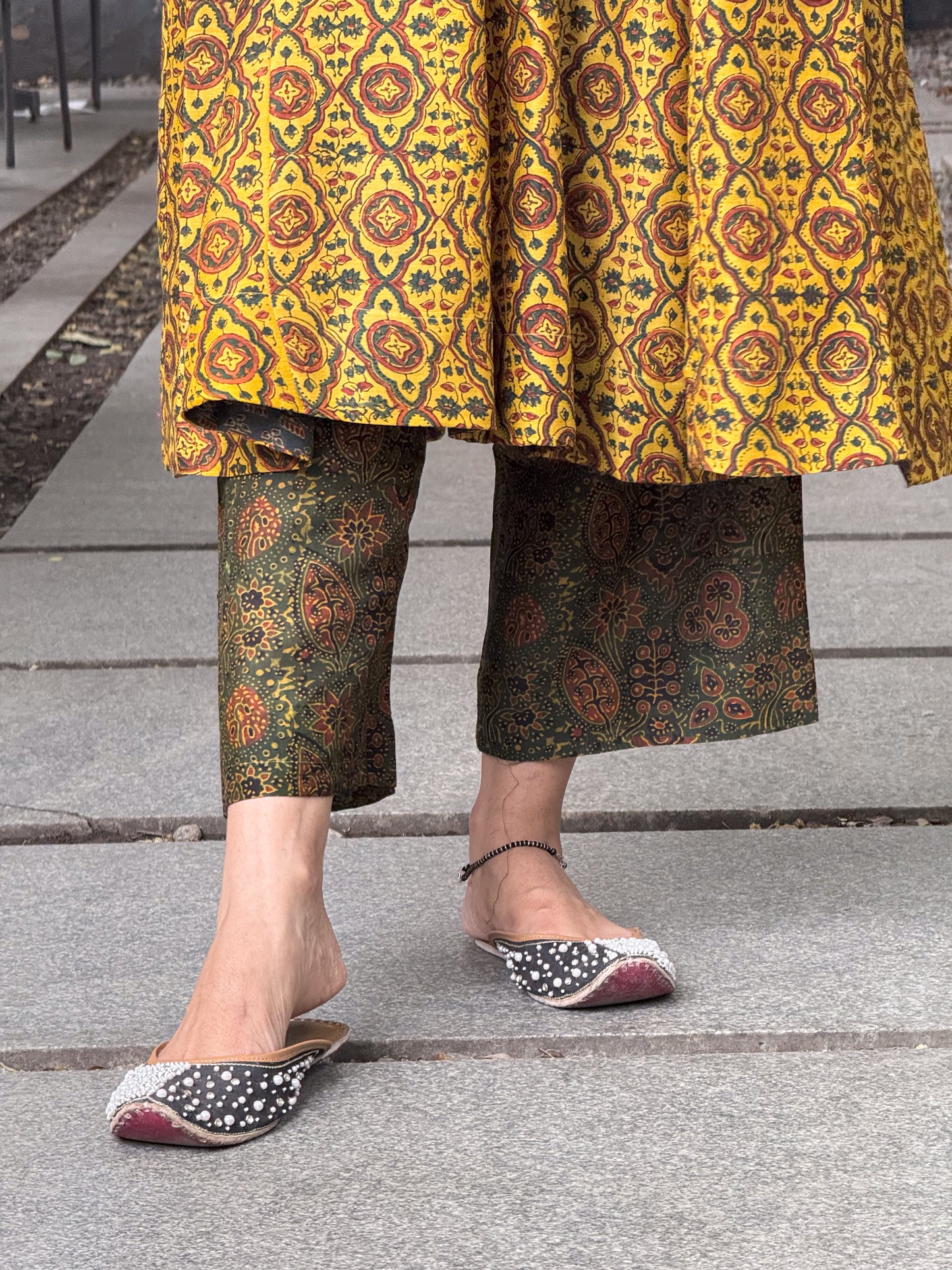 Handblock Printed Natural Dyed Ajrakh Chanderi Silk Pant