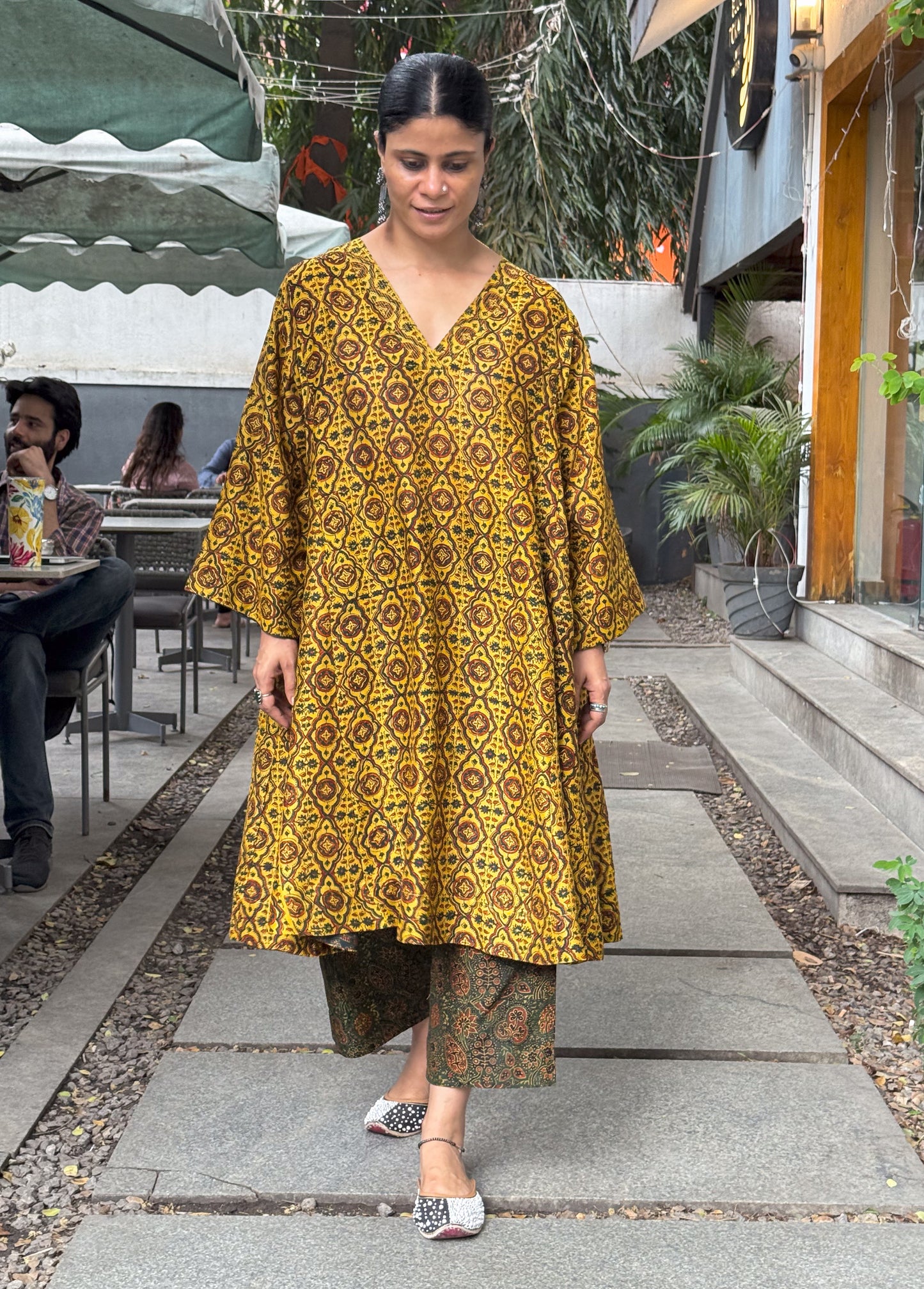 Handblock Printed Natural Dyed Ajrakh Chanderi Silk Pant