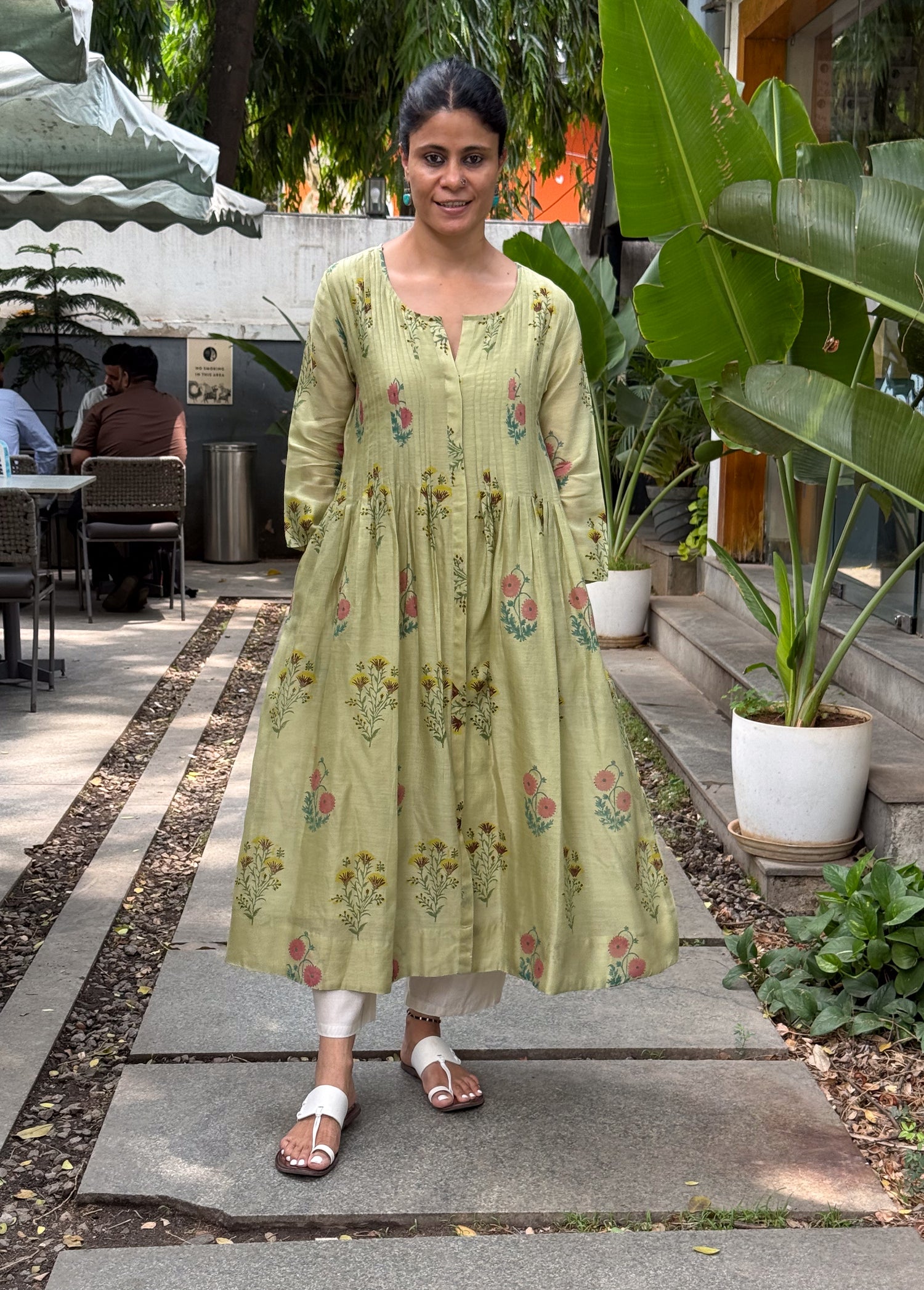 Handblock Printed  Pure Chanderi Silk Kurta