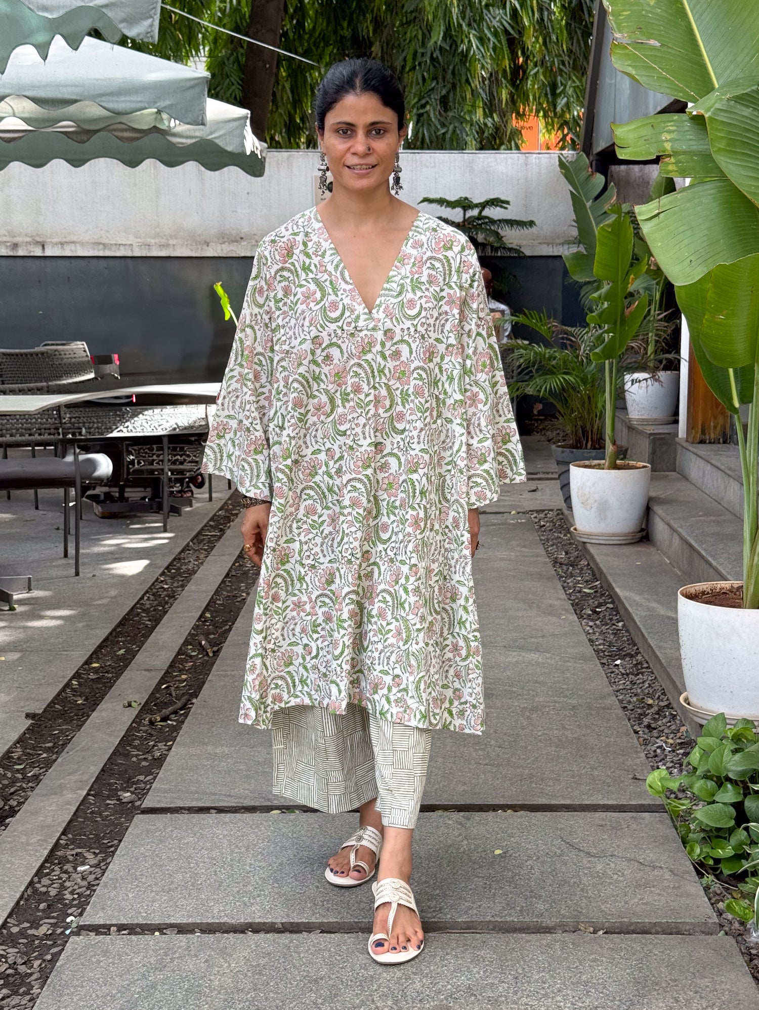 Handloom Cotton with Handblock Printed Kurta