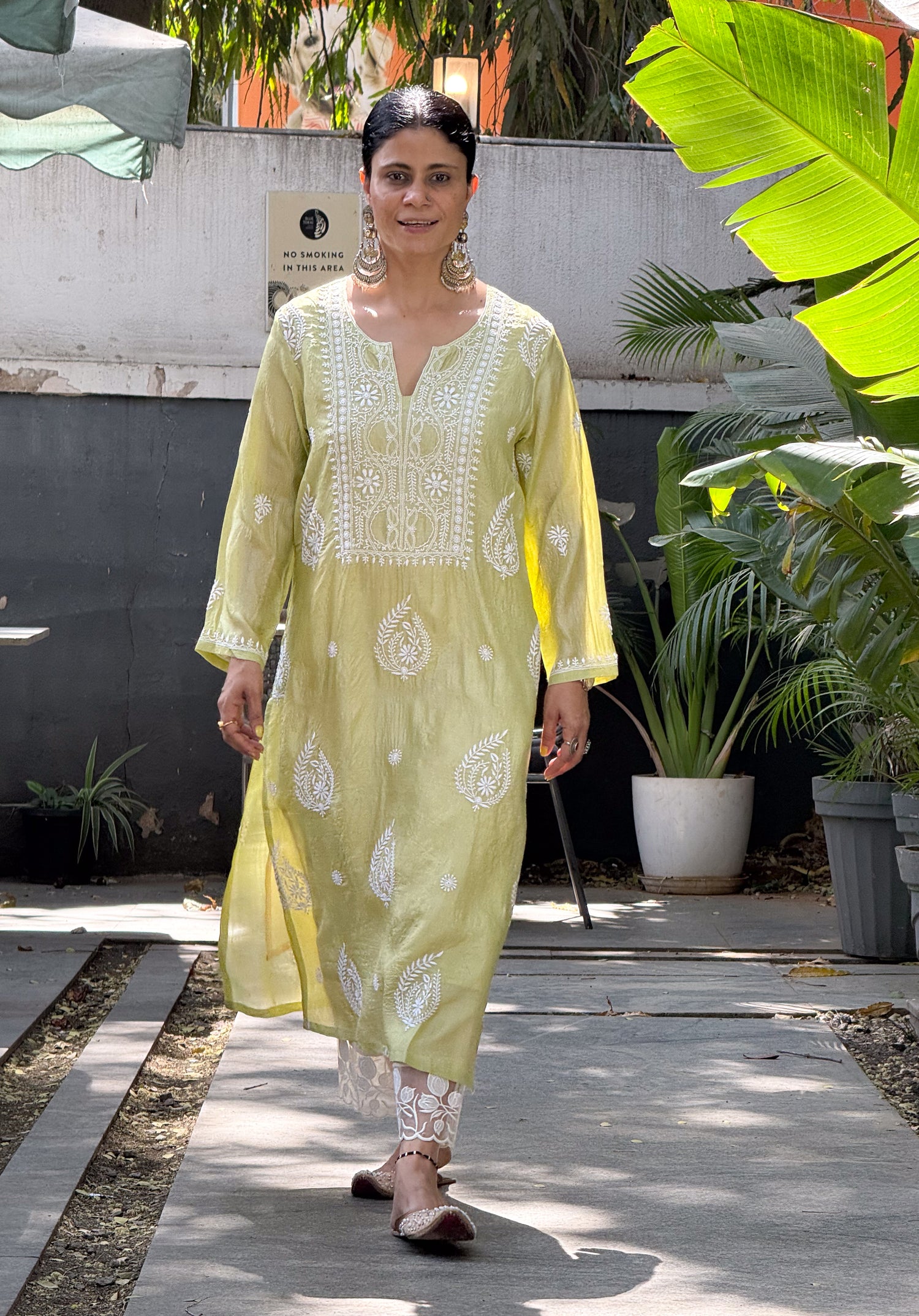 Pure Tussar Silk Chikankari  Embroidered Kurta