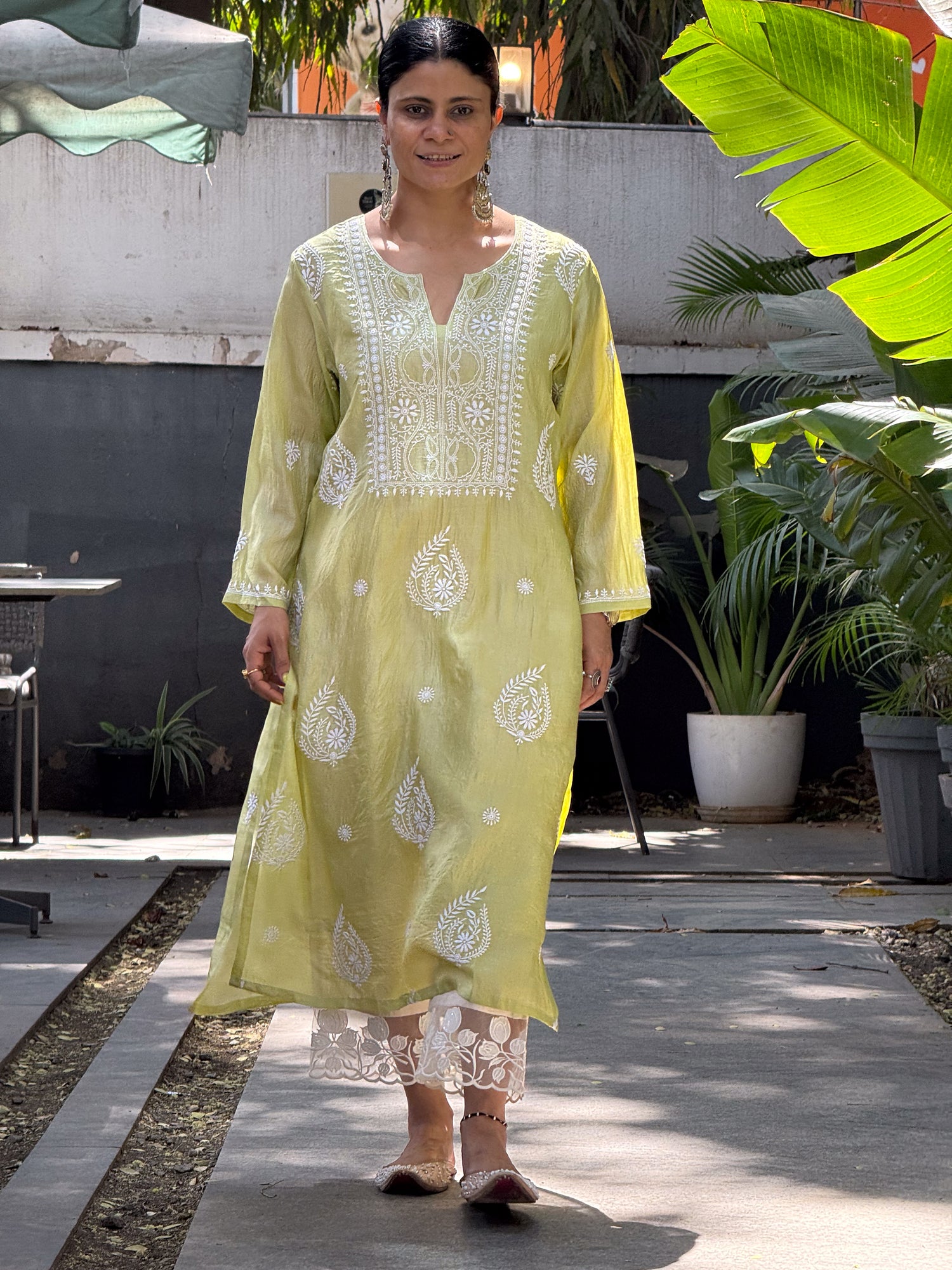 Pure Tussar Silk Chikankari  Embroidered Kurta
